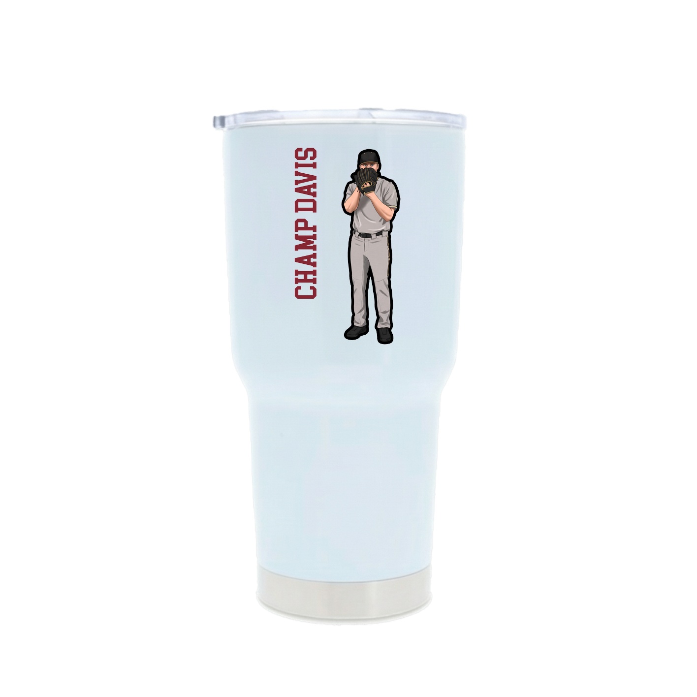 30oz Stainless Steel Tumbler — Name Vertical in White