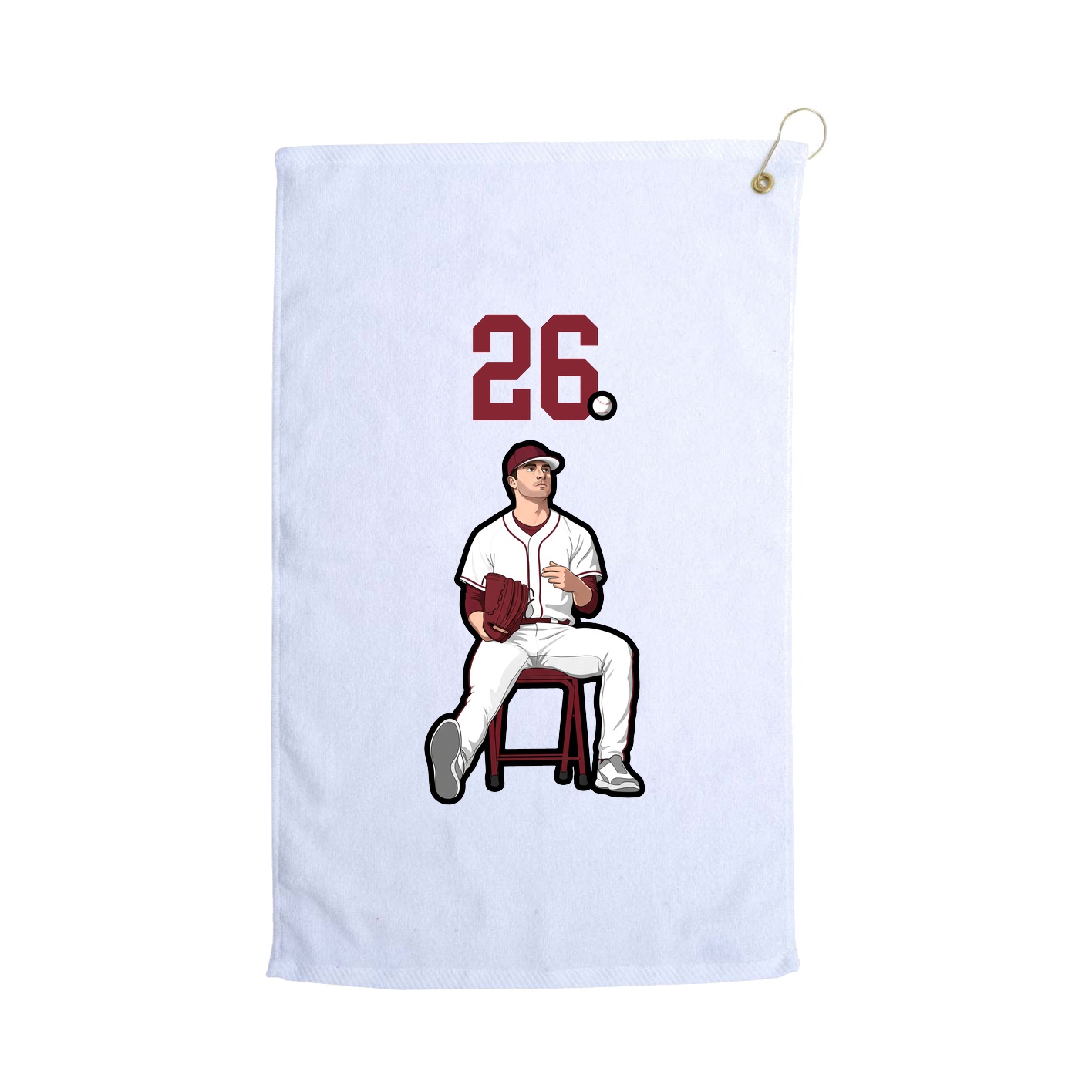 Golf Towel — Number Top in White