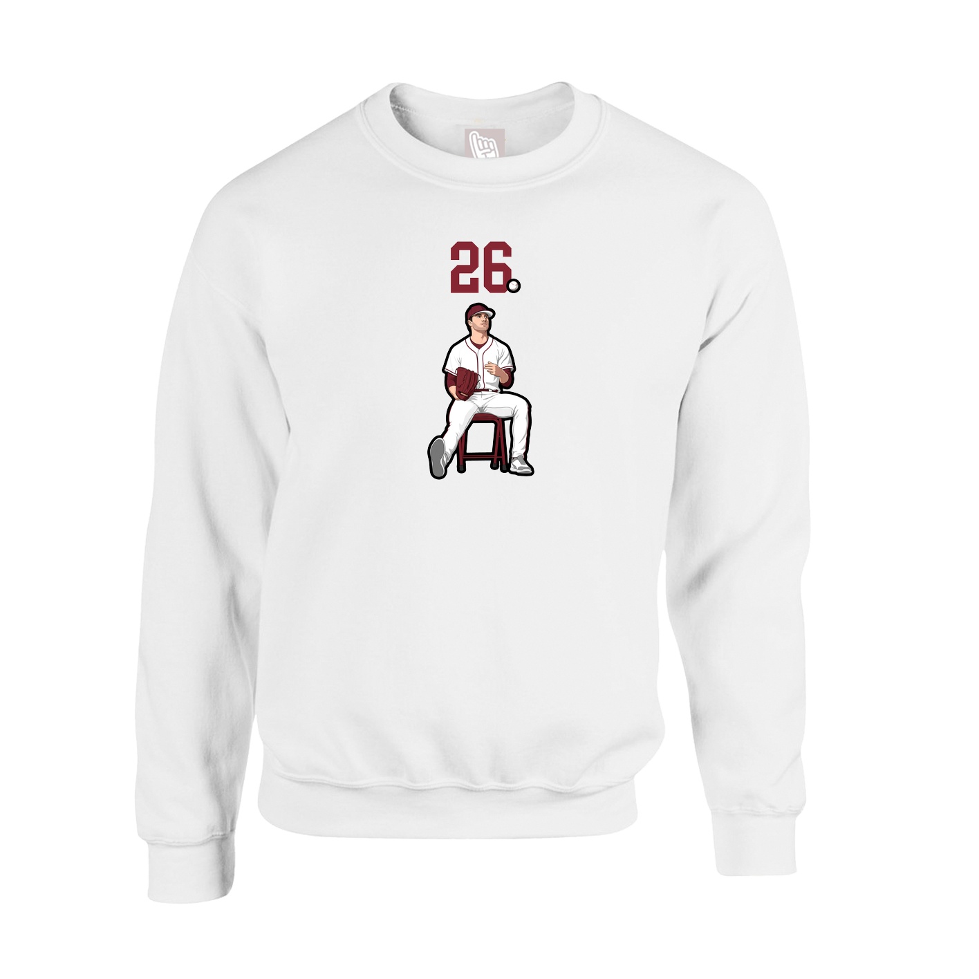 Fleece Crew — Number Top in White