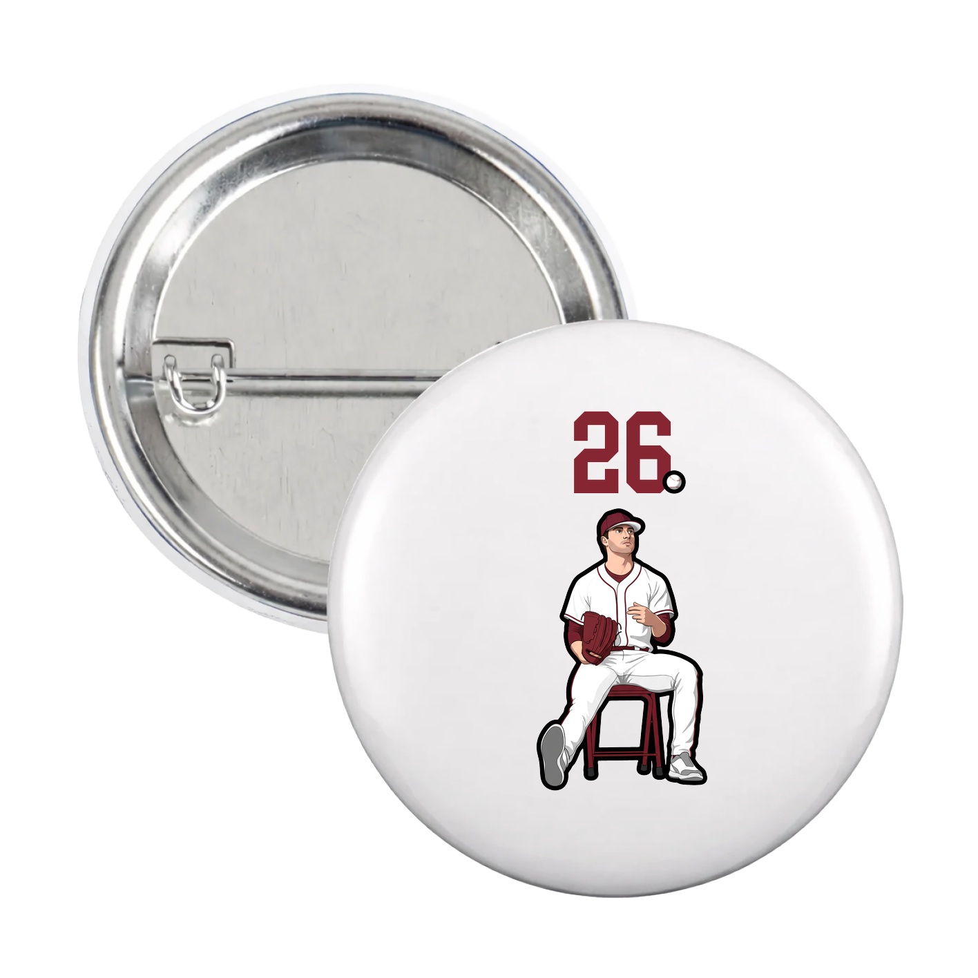 Game Day Button — Number Top in White