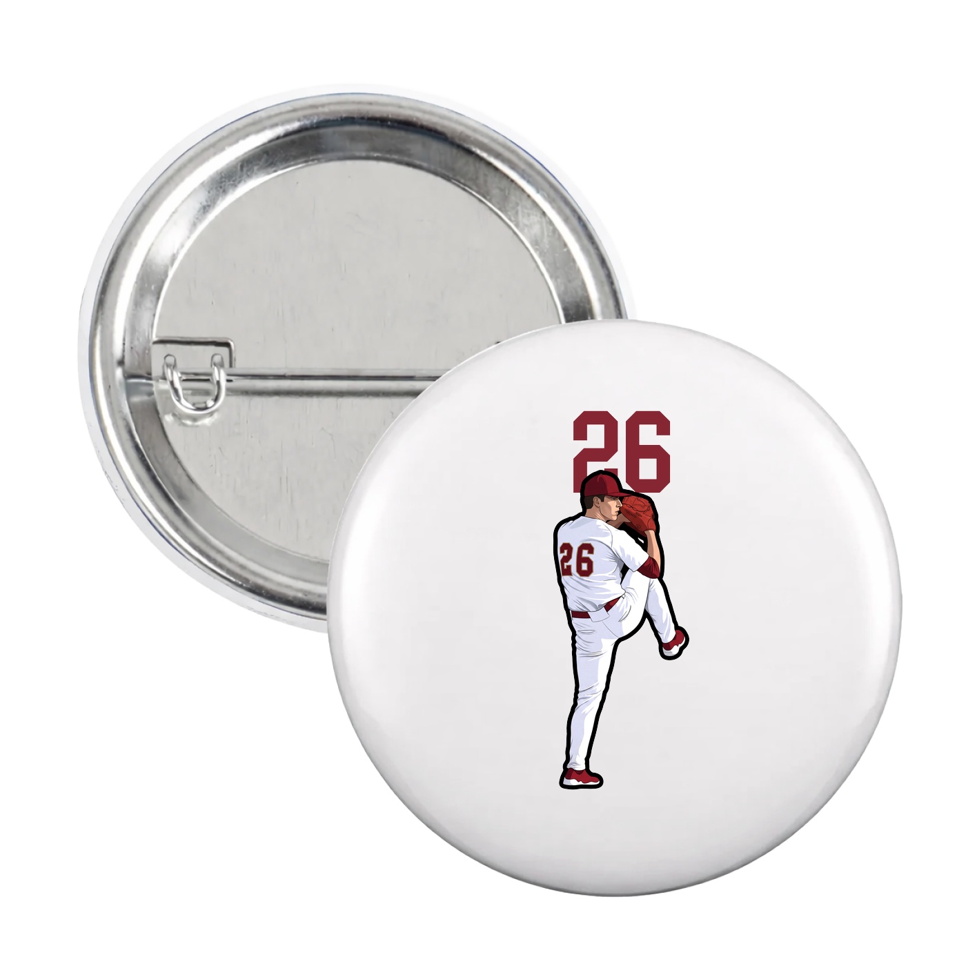 Game Day Button — Number Top in White