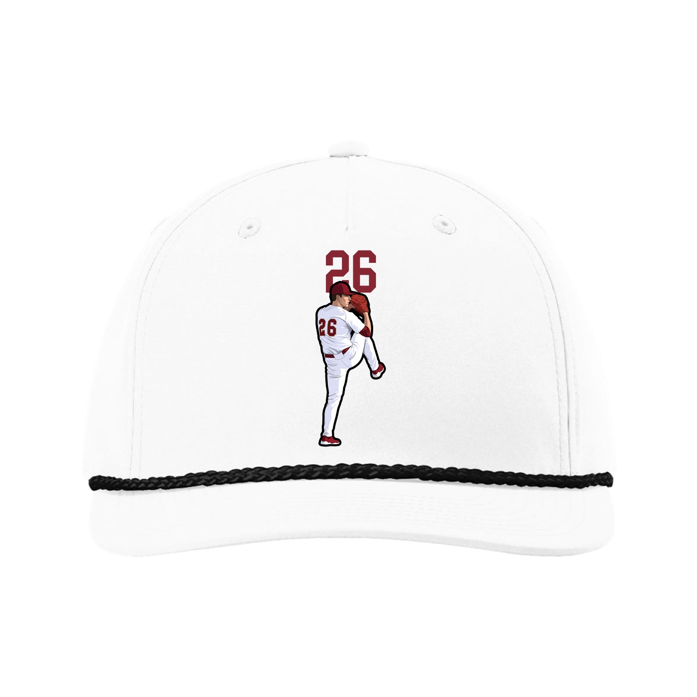 Five-Panel Classic Rope Cap — Number Top in White