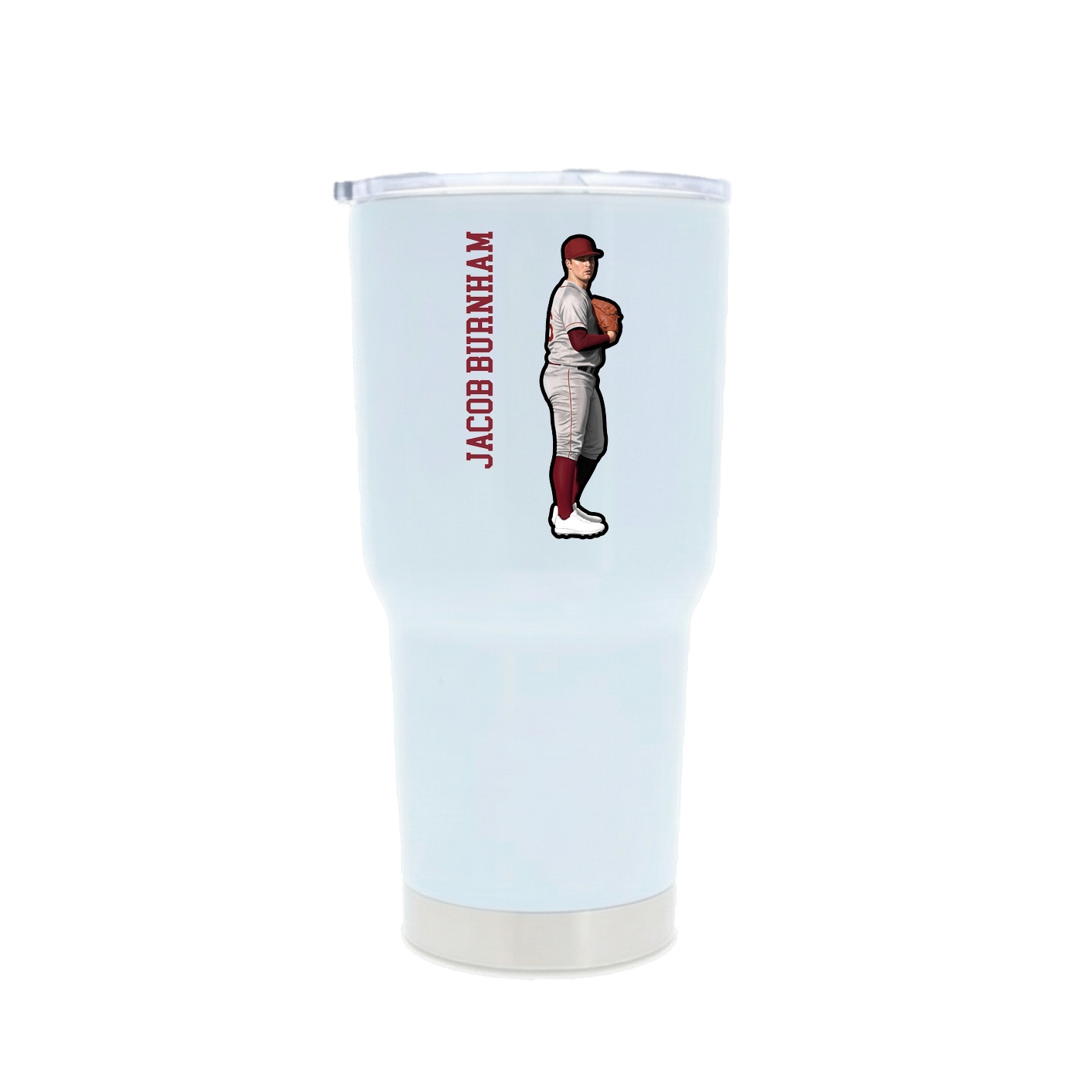 30oz Stainless Steel Tumbler — Name Vertical in White