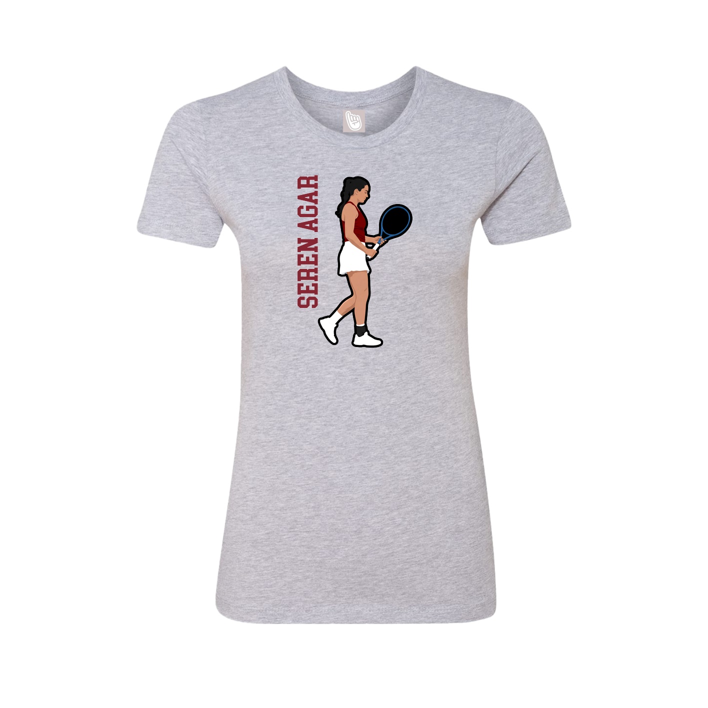 Fitted Women's Tee — Name Vertical in Grey