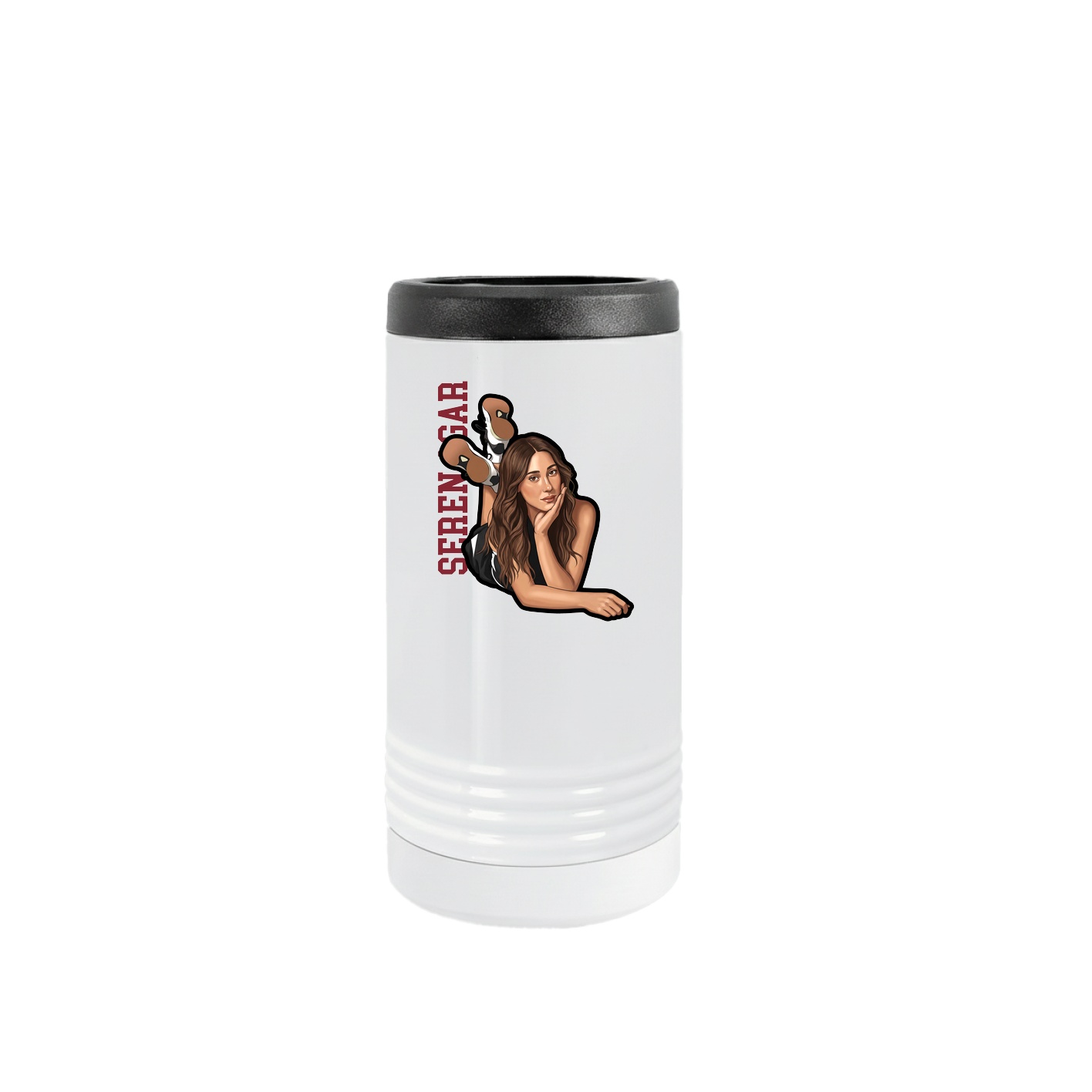 Slim Beverage Holder — Name Vertical in White