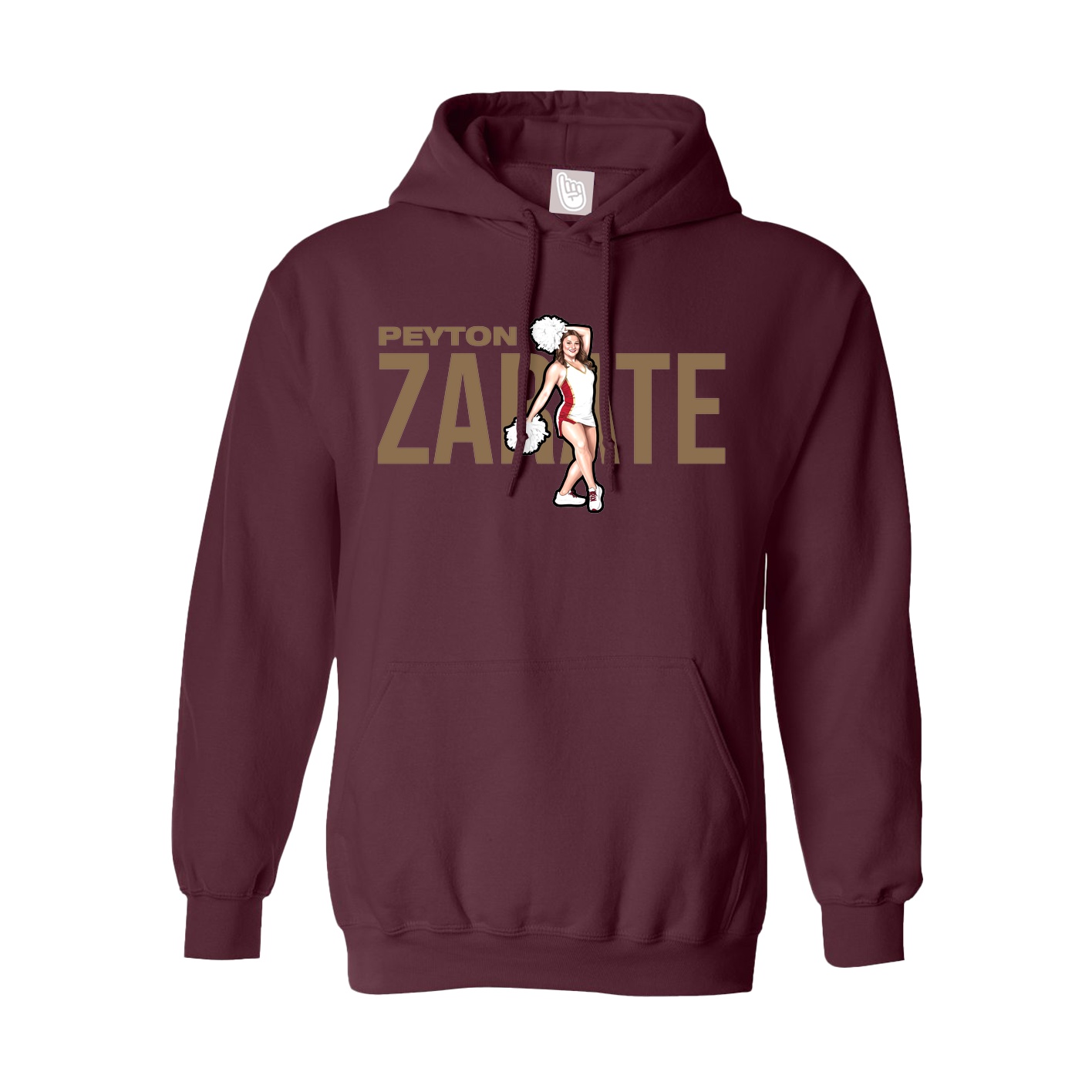 Youth Hoodie — Player Name in Maroon