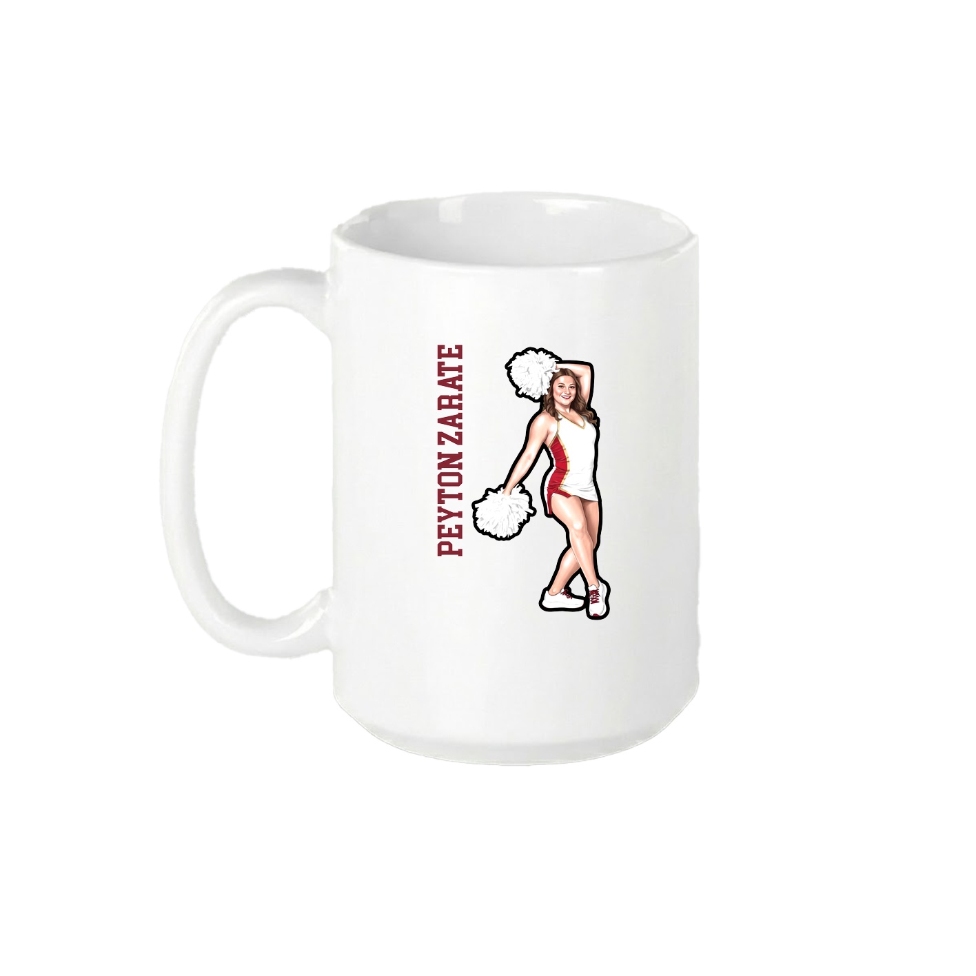 15oz Coffee Mug — Name Vertical in White