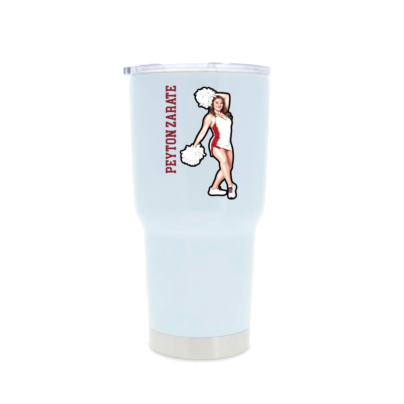 30oz Stainless Steel Tumbler — Name Vertical in White