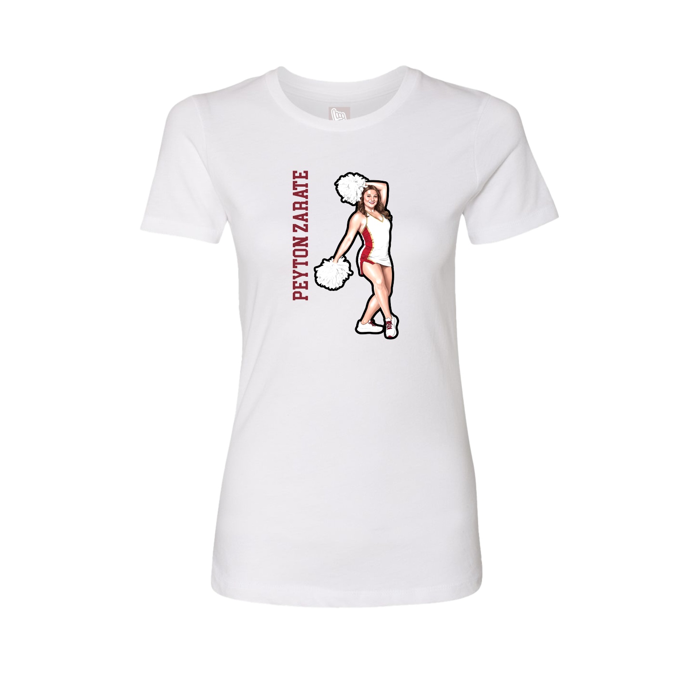 Womens Tee — Name Vertical in White