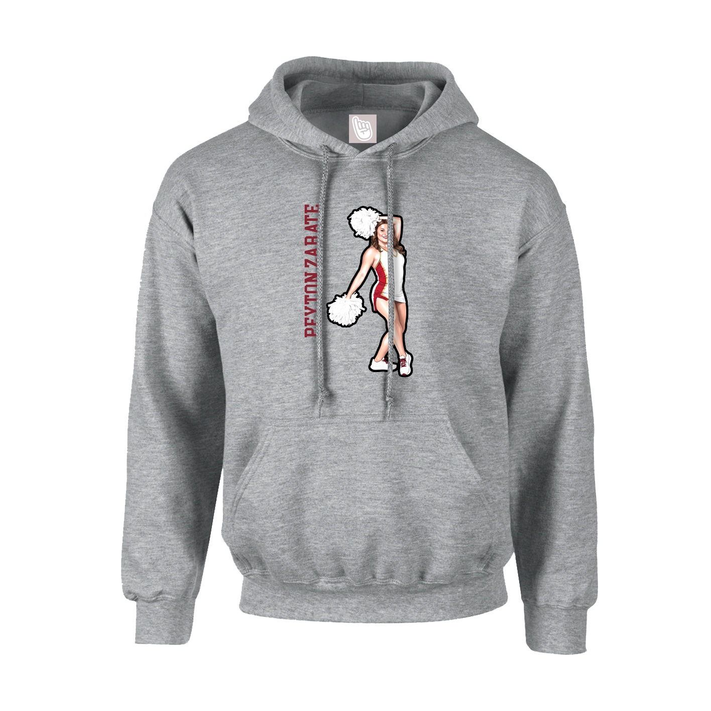 Hoodie — Name Vertical in Grey