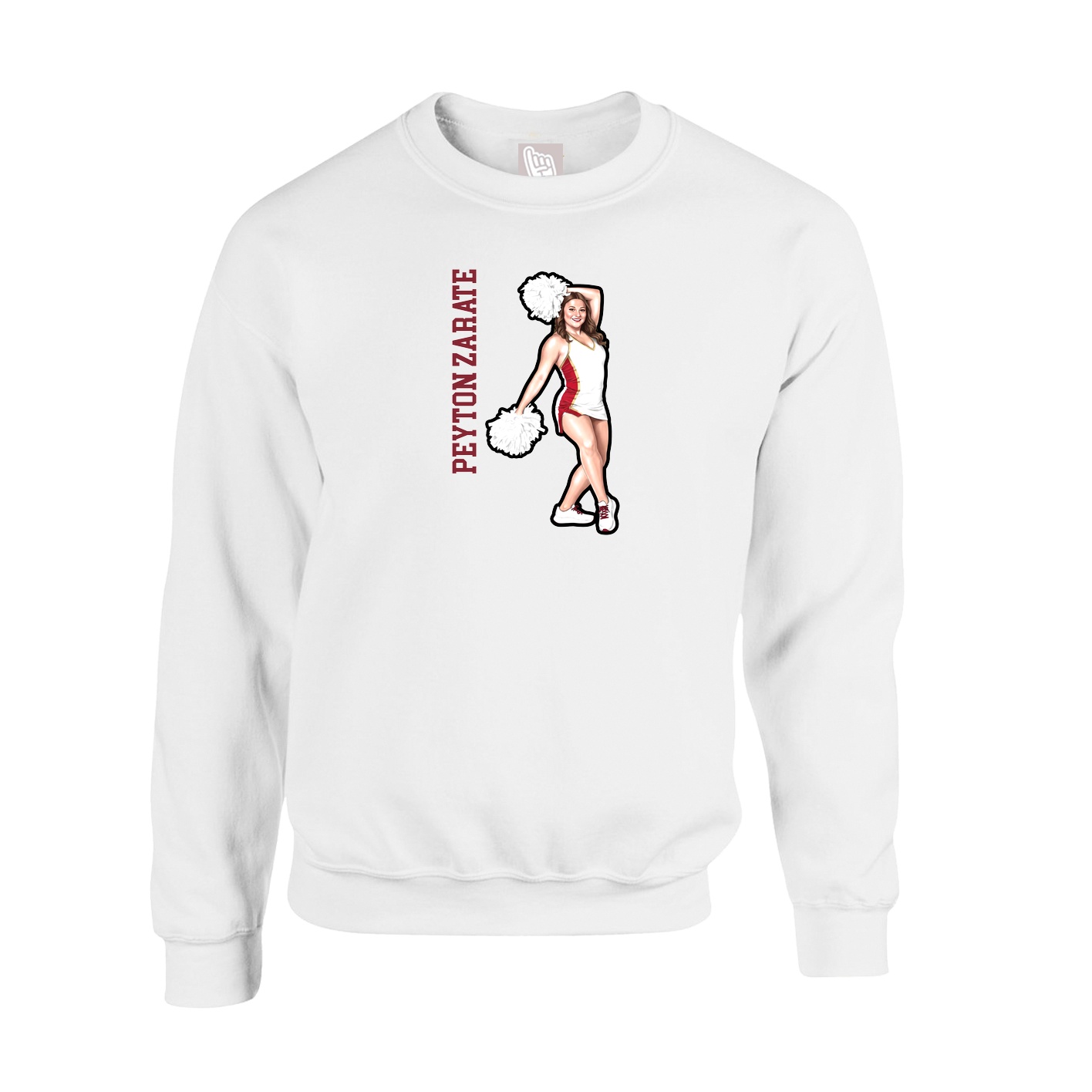 Fleece Crew — Name Vertical in White