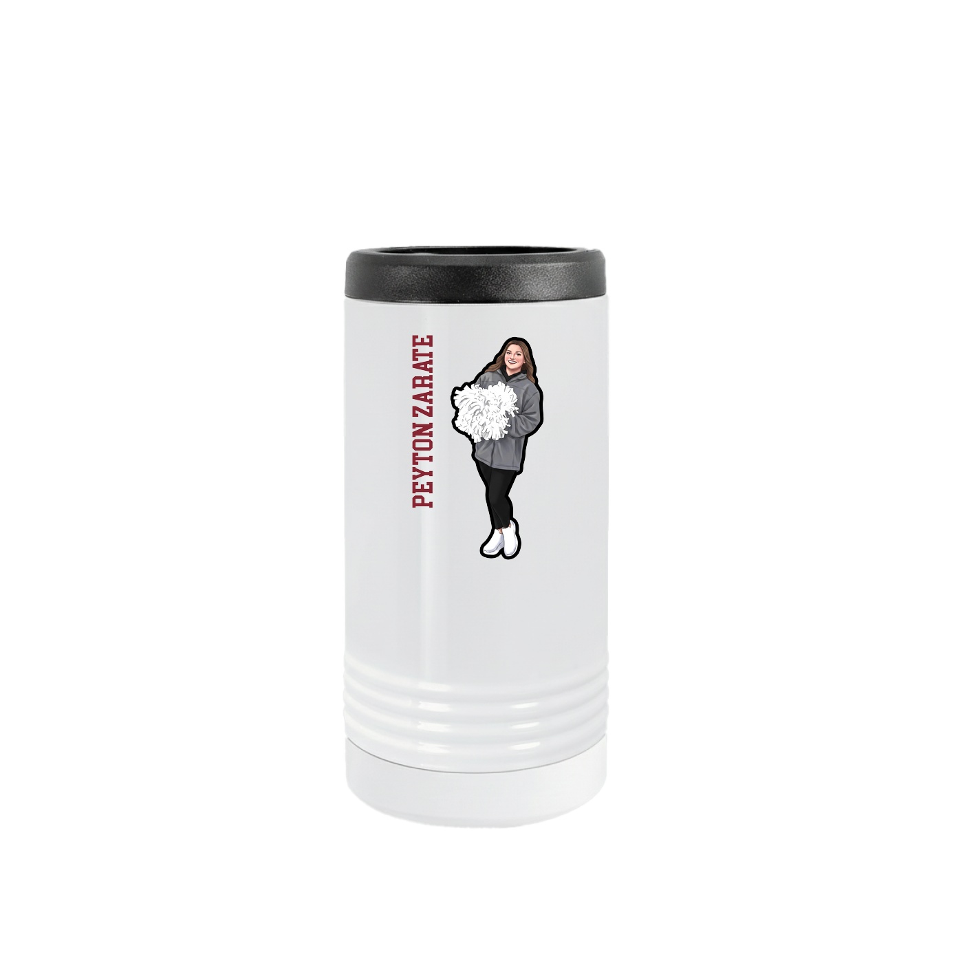 Slim Beverage Holder — Name Vertical in White