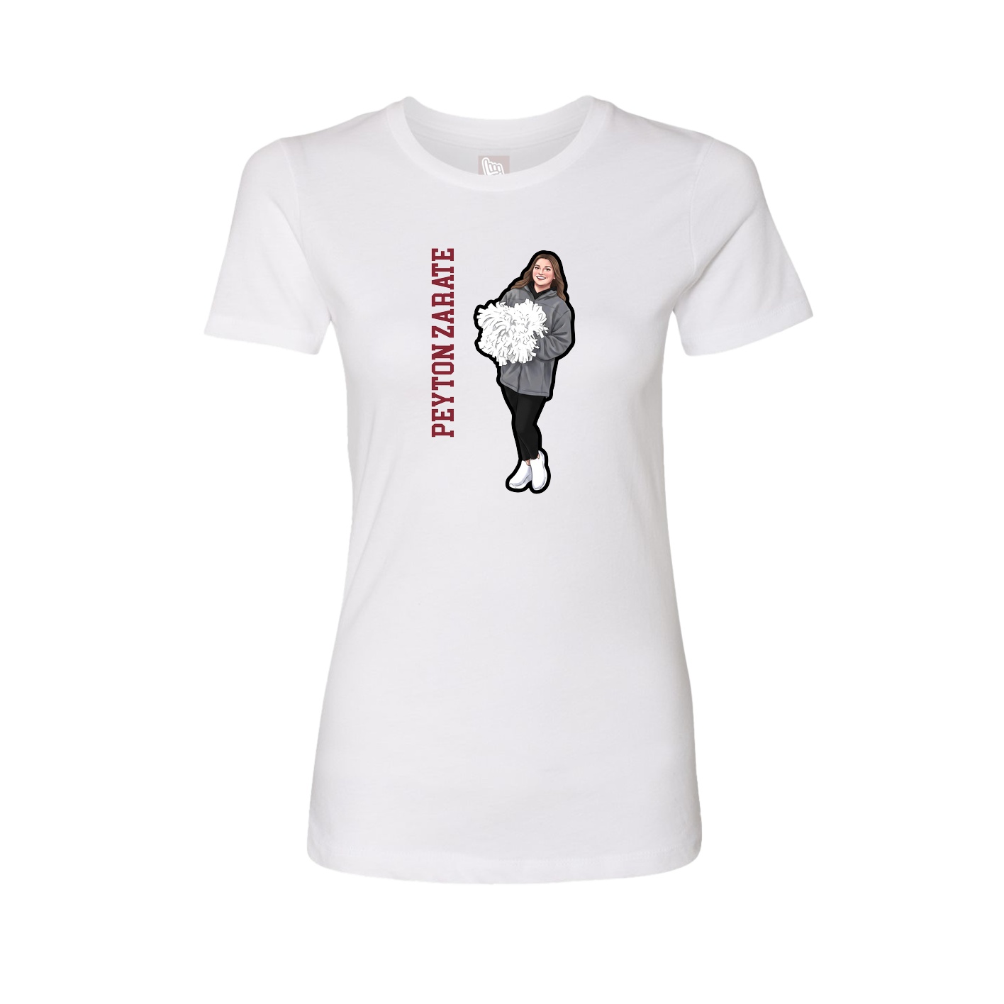 Womens Tee — Name Vertical in White