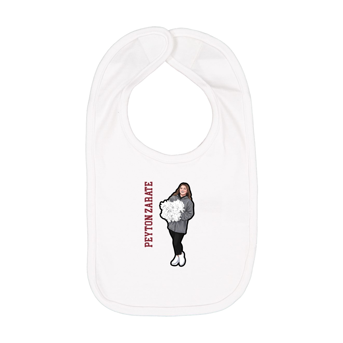 Infant Bib — Name Vertical in White