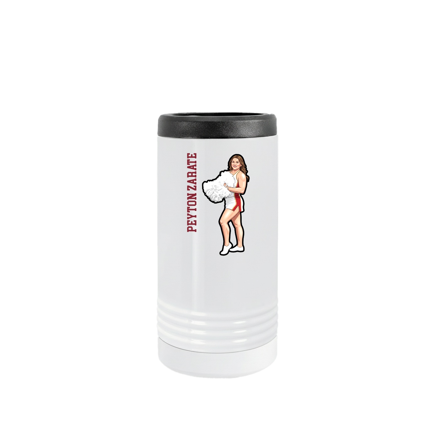Slim Beverage Holder — Name Vertical in White