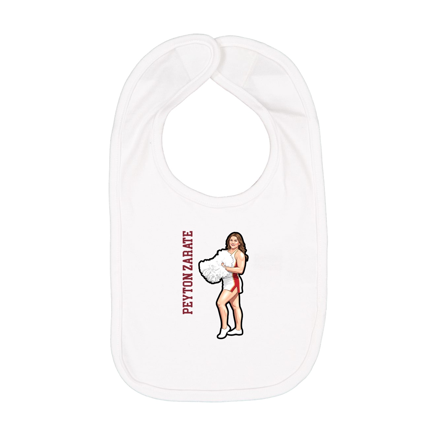 Infant Bib — Name Vertical in White