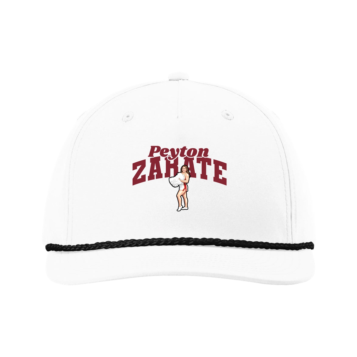 Five-Panel Classic Rope Cap — Signature Arch in White