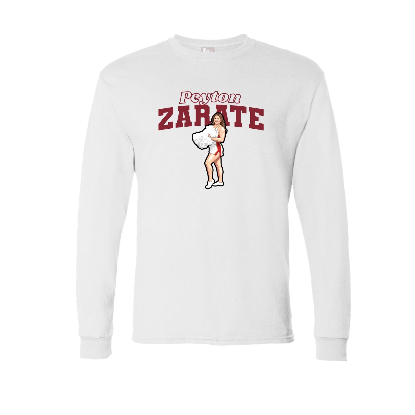 Long Sleeve Tee — Name Arch in White