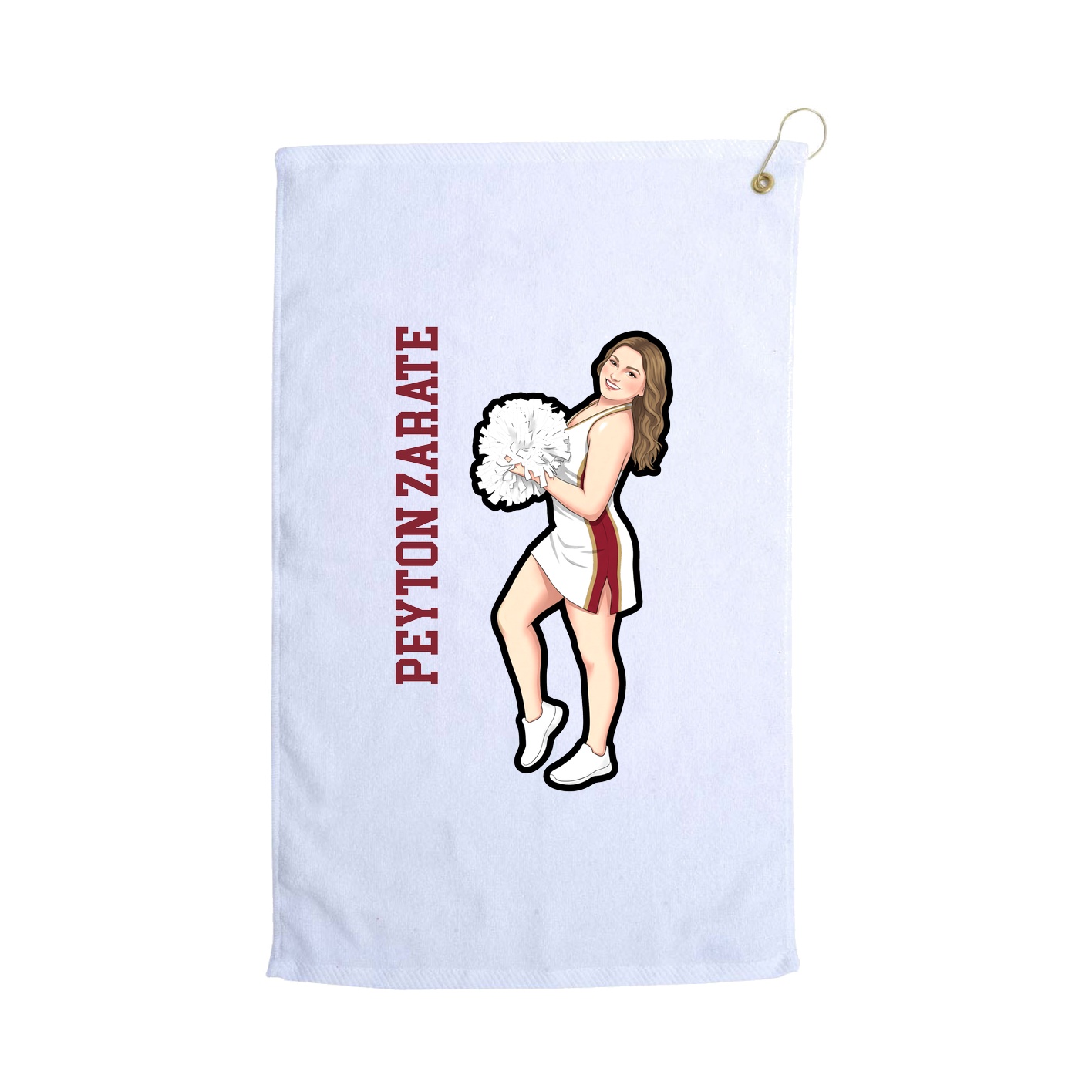 Golf Towel — Name Vertical in White