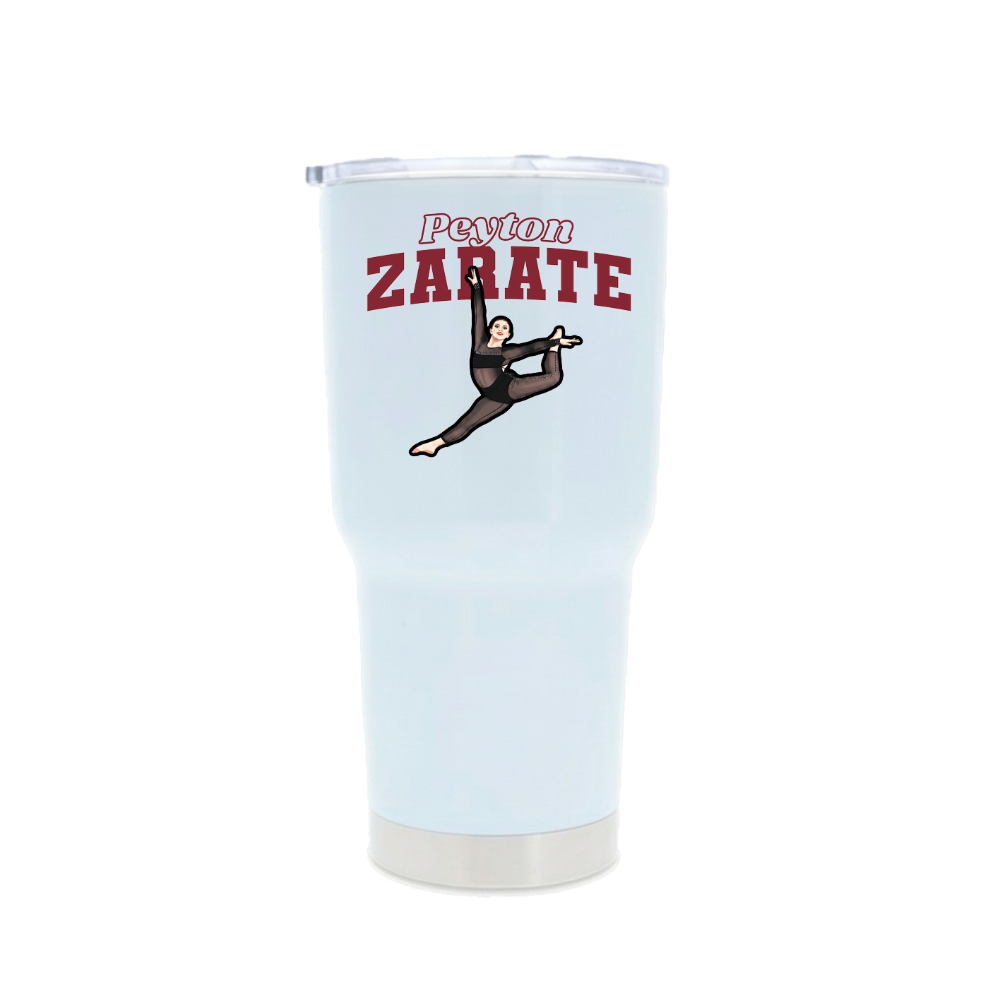 30oz Stainless Steel Tumbler — Name Arch in White