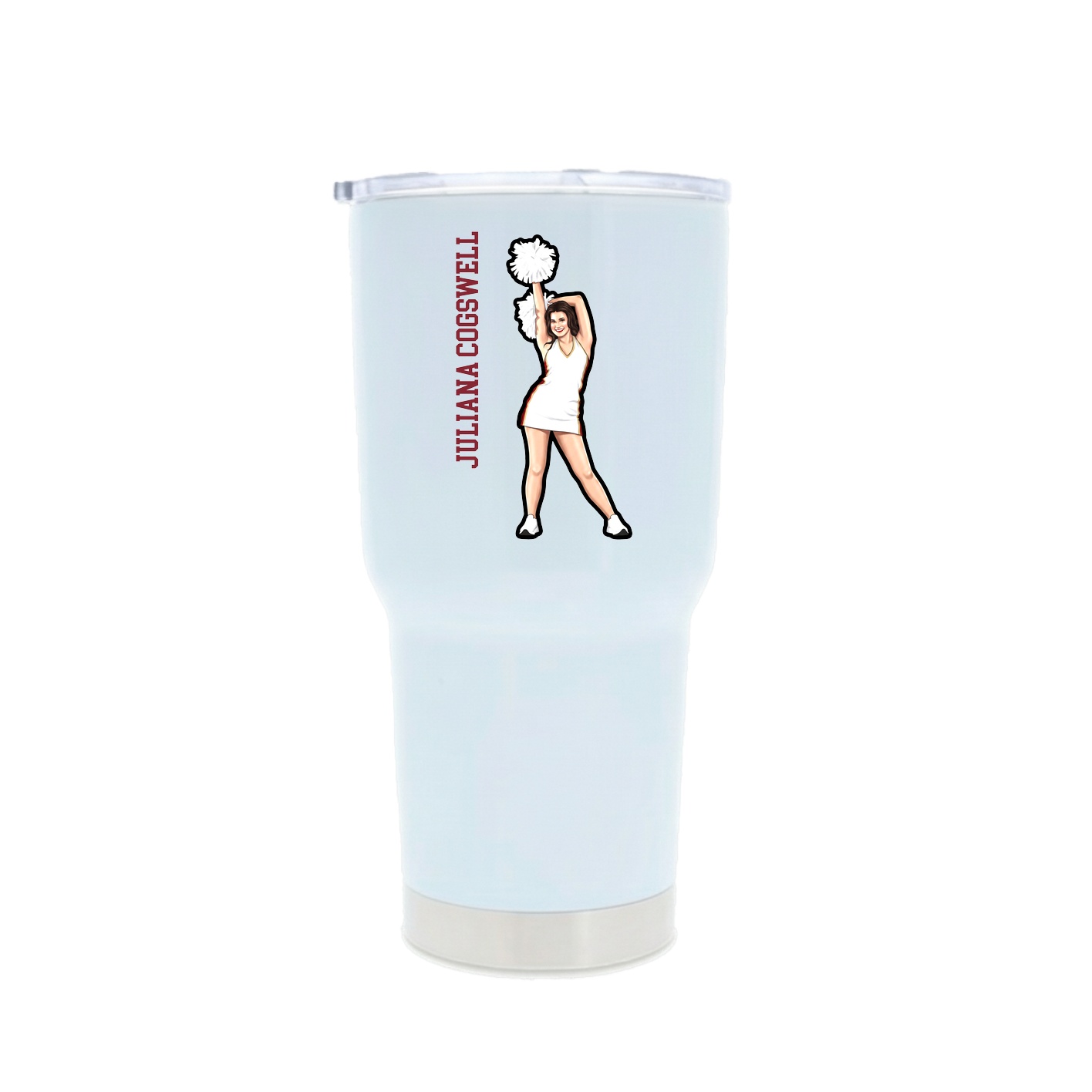 30oz Stainless Steel Tumbler — Name Vertical in White