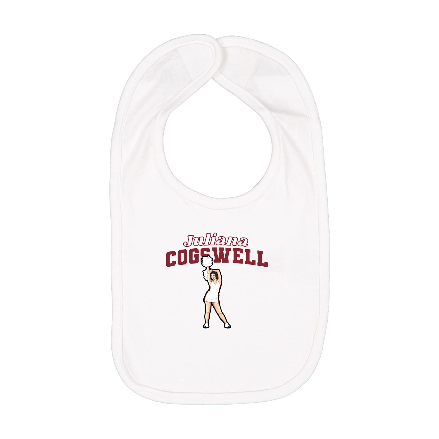 Infant Bib — Name Arch in White