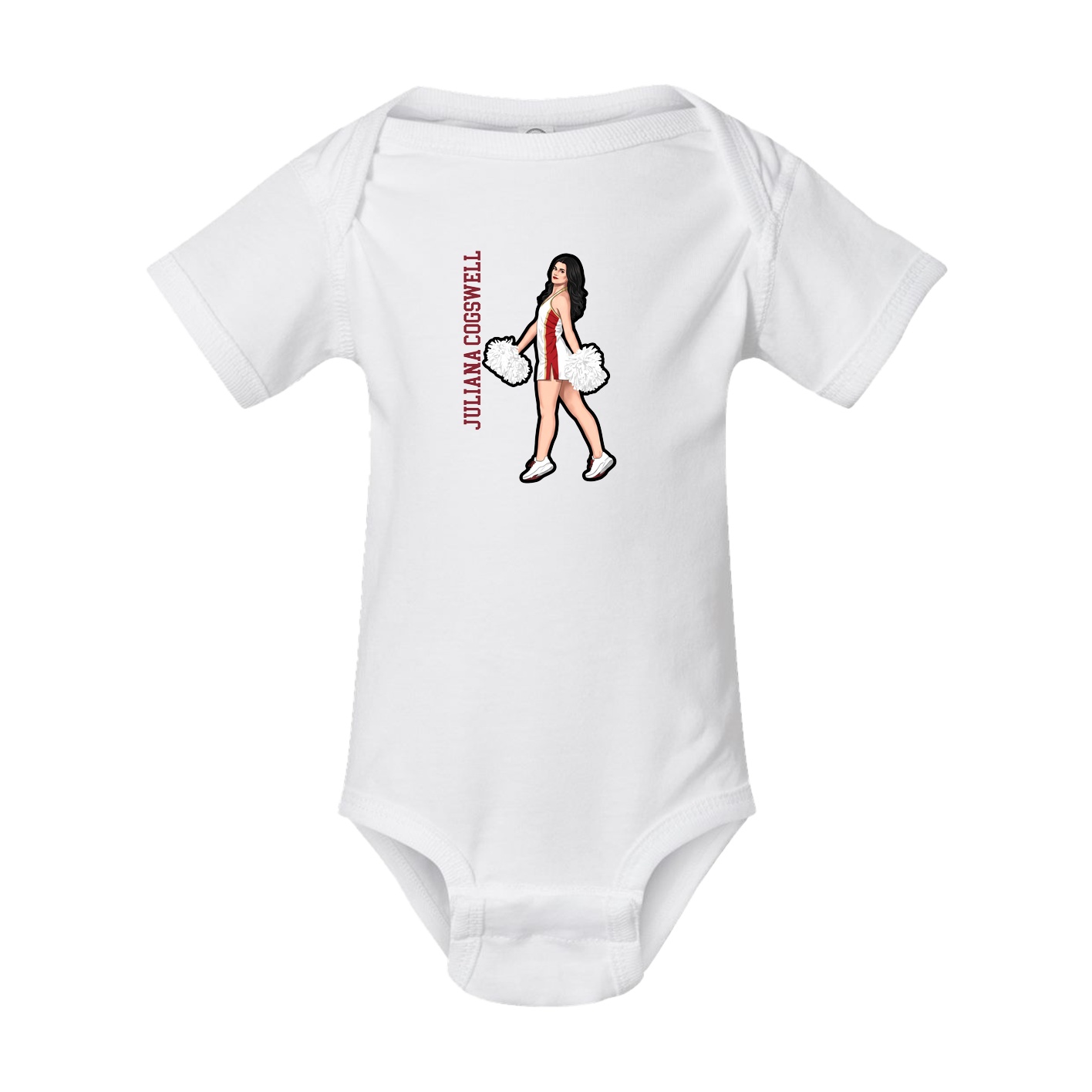 Baby Onesie — Name Vertical in White