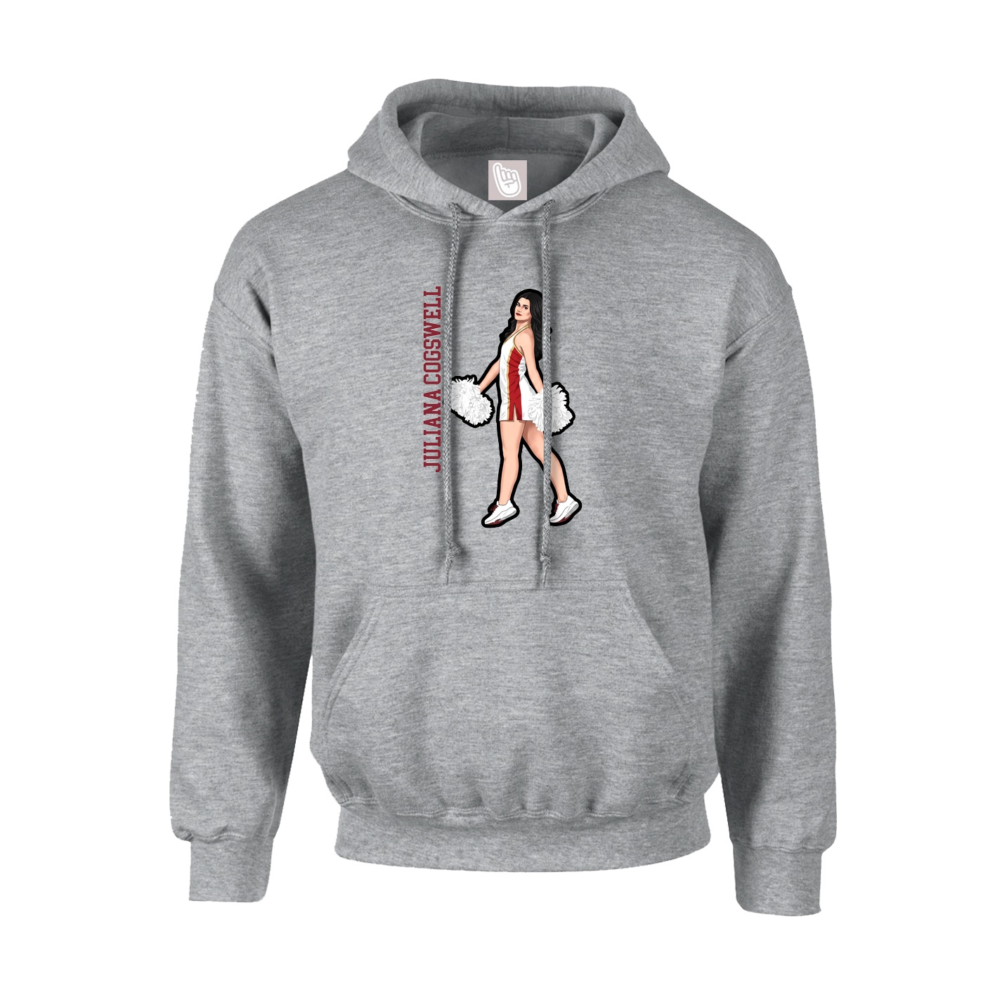 Youth Hoodie — Name Vertical in Grey