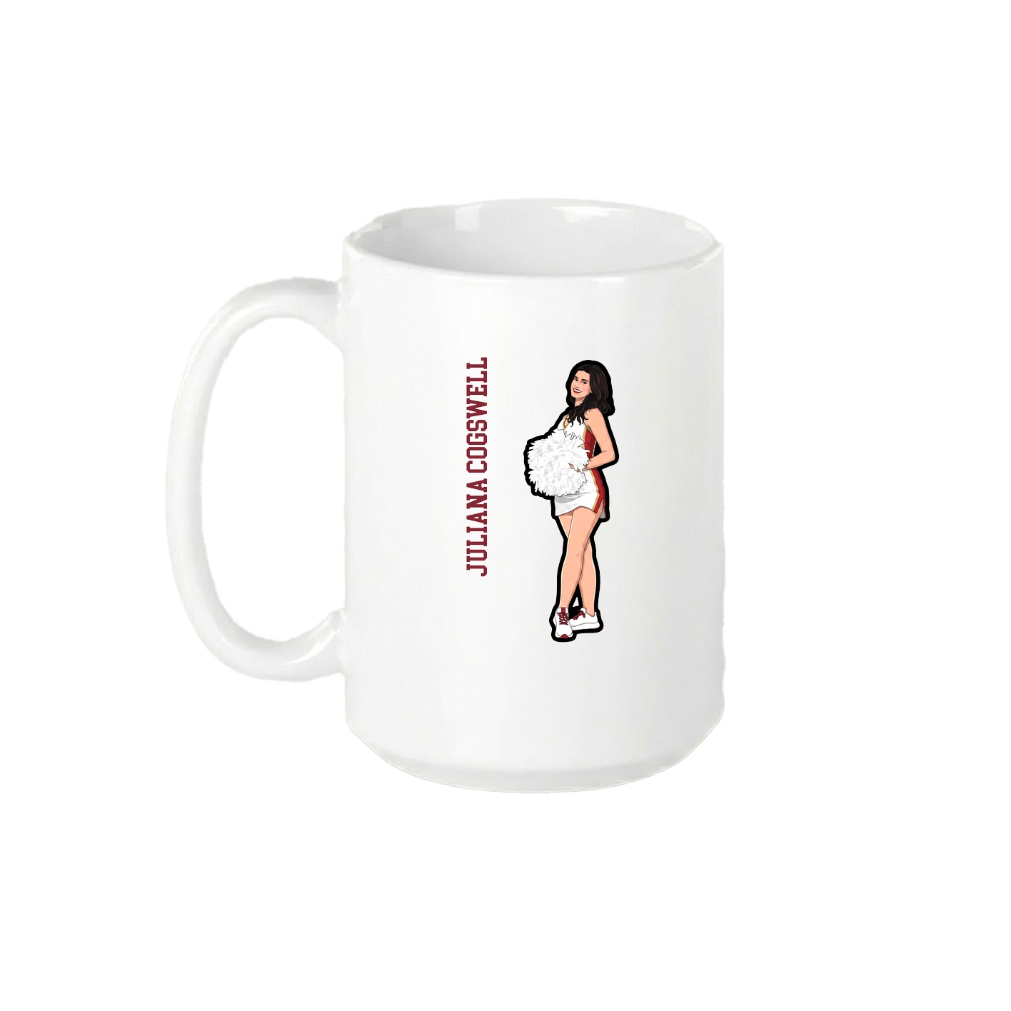 15oz Coffee Mug — Name Vertical in White