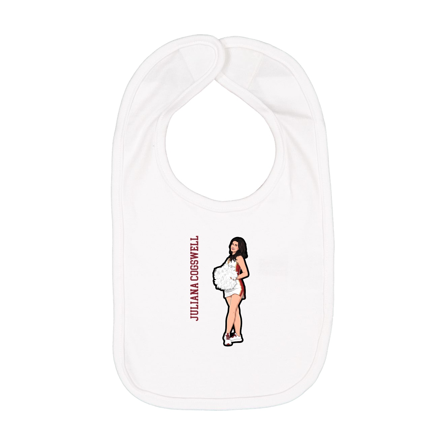 Infant Bib — Name Vertical in White