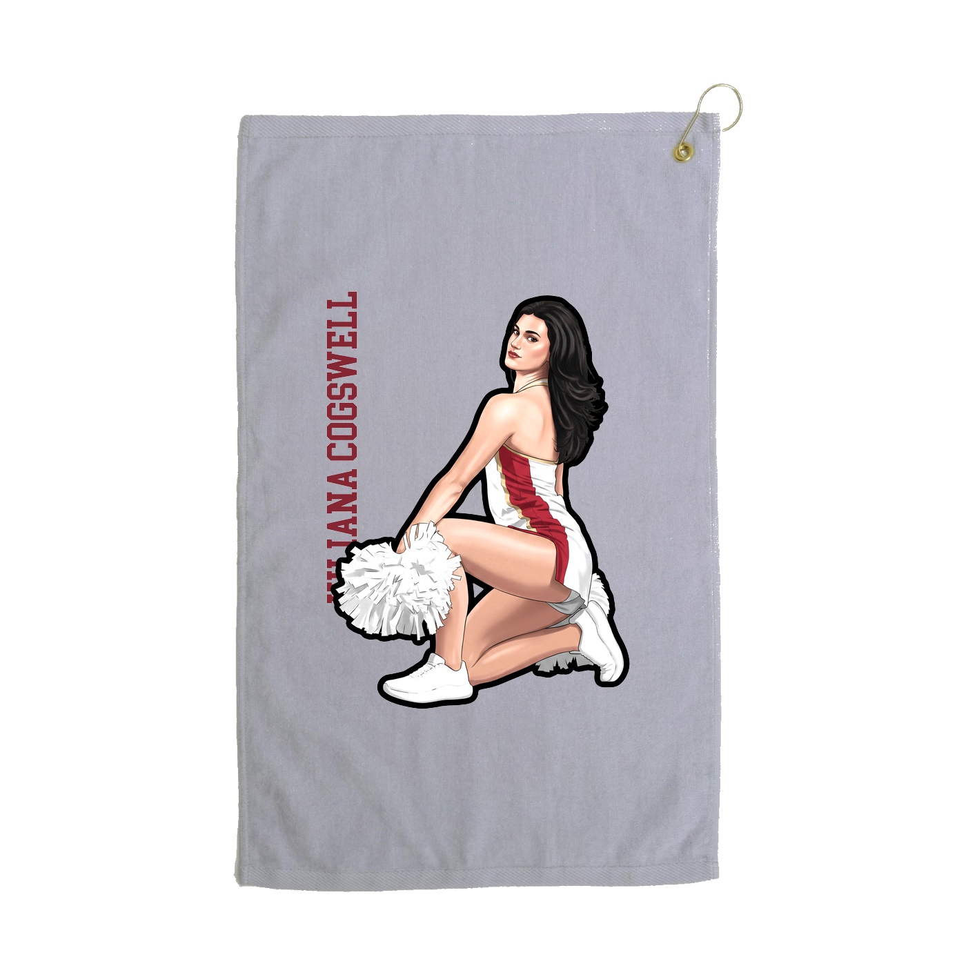 Golf Towel — Name Vertical in Grey