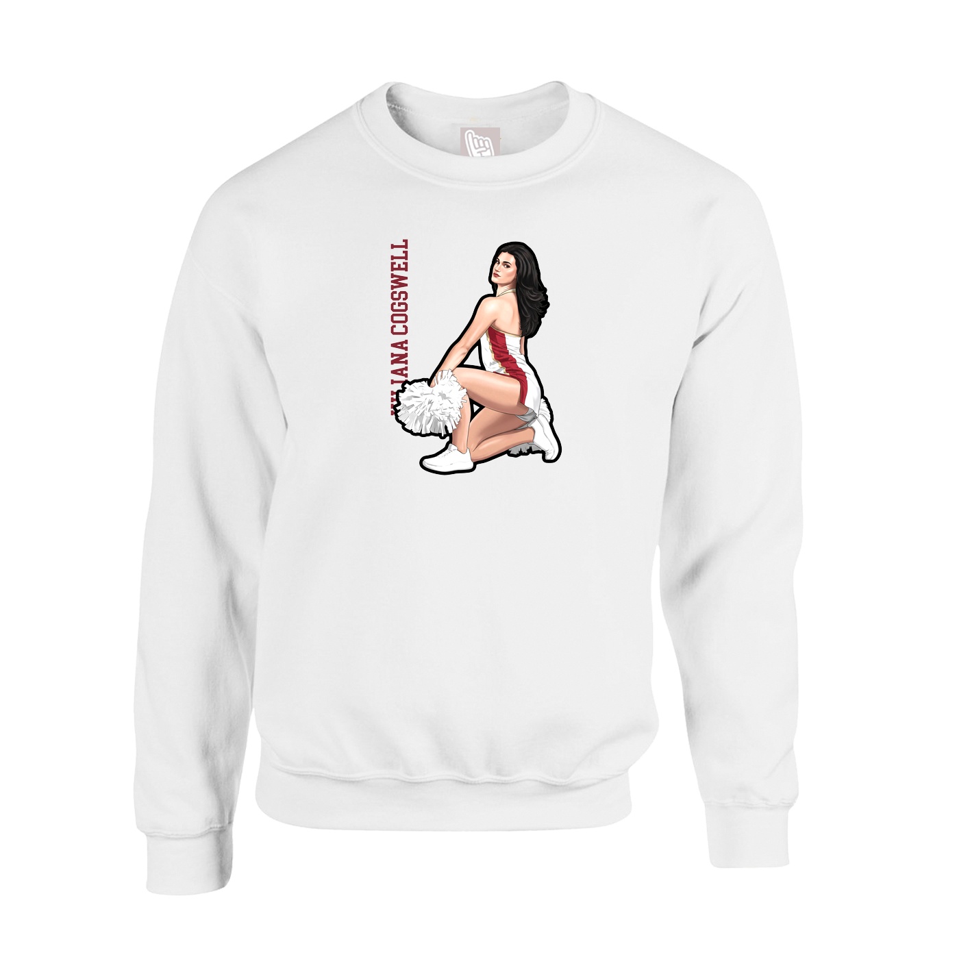 Fleece Crew — Name Vertical in White