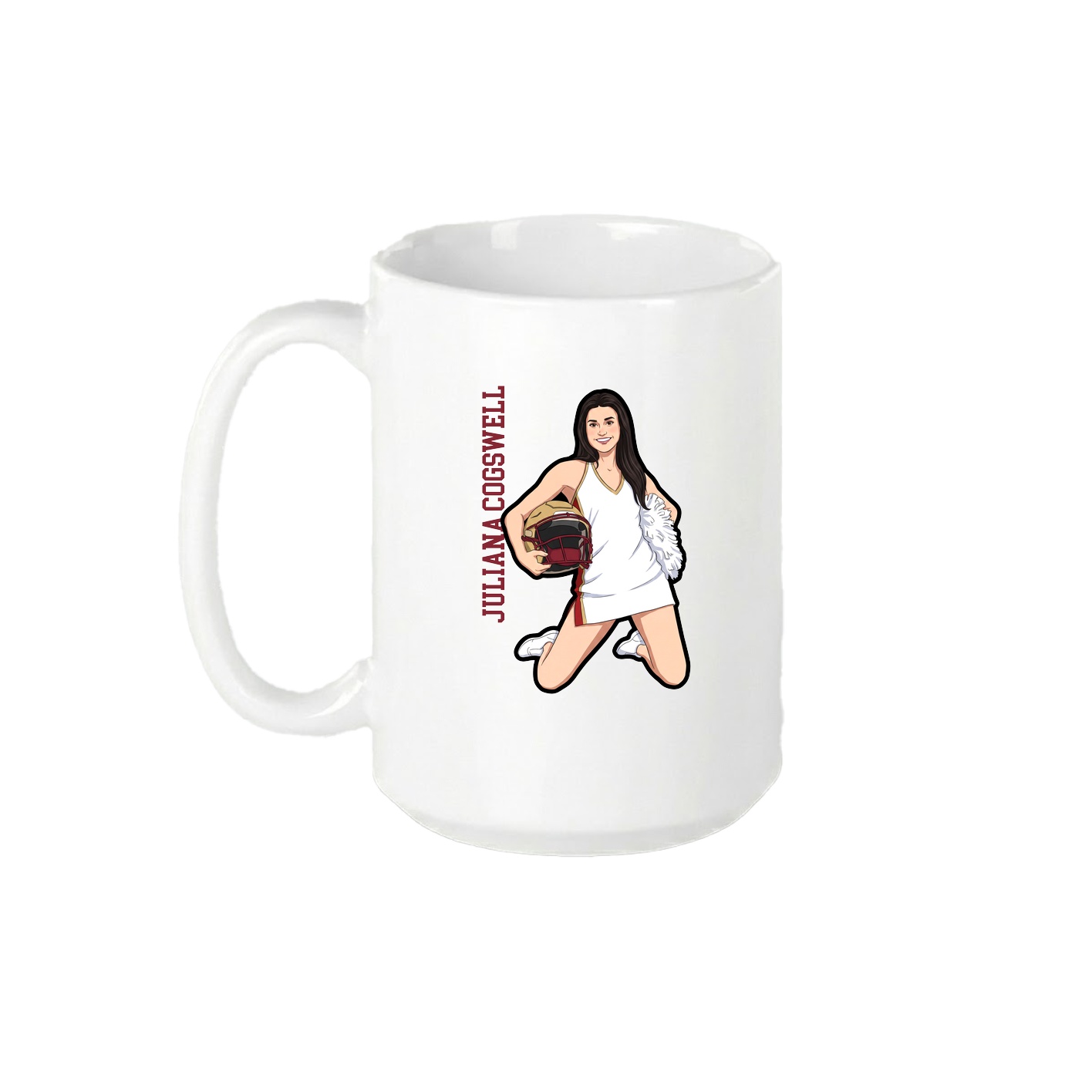 15oz Coffee Mug — Name Vertical in White