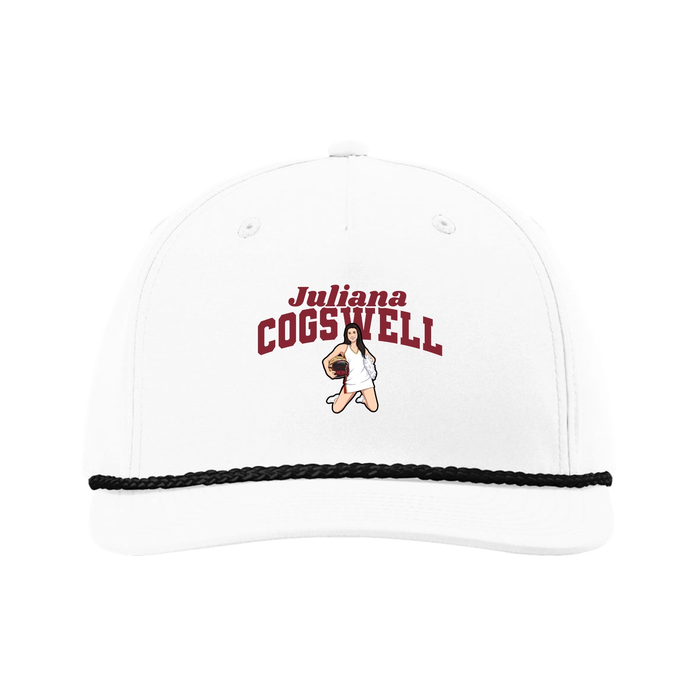 Five-Panel Classic Rope Cap — Signature Arch in White