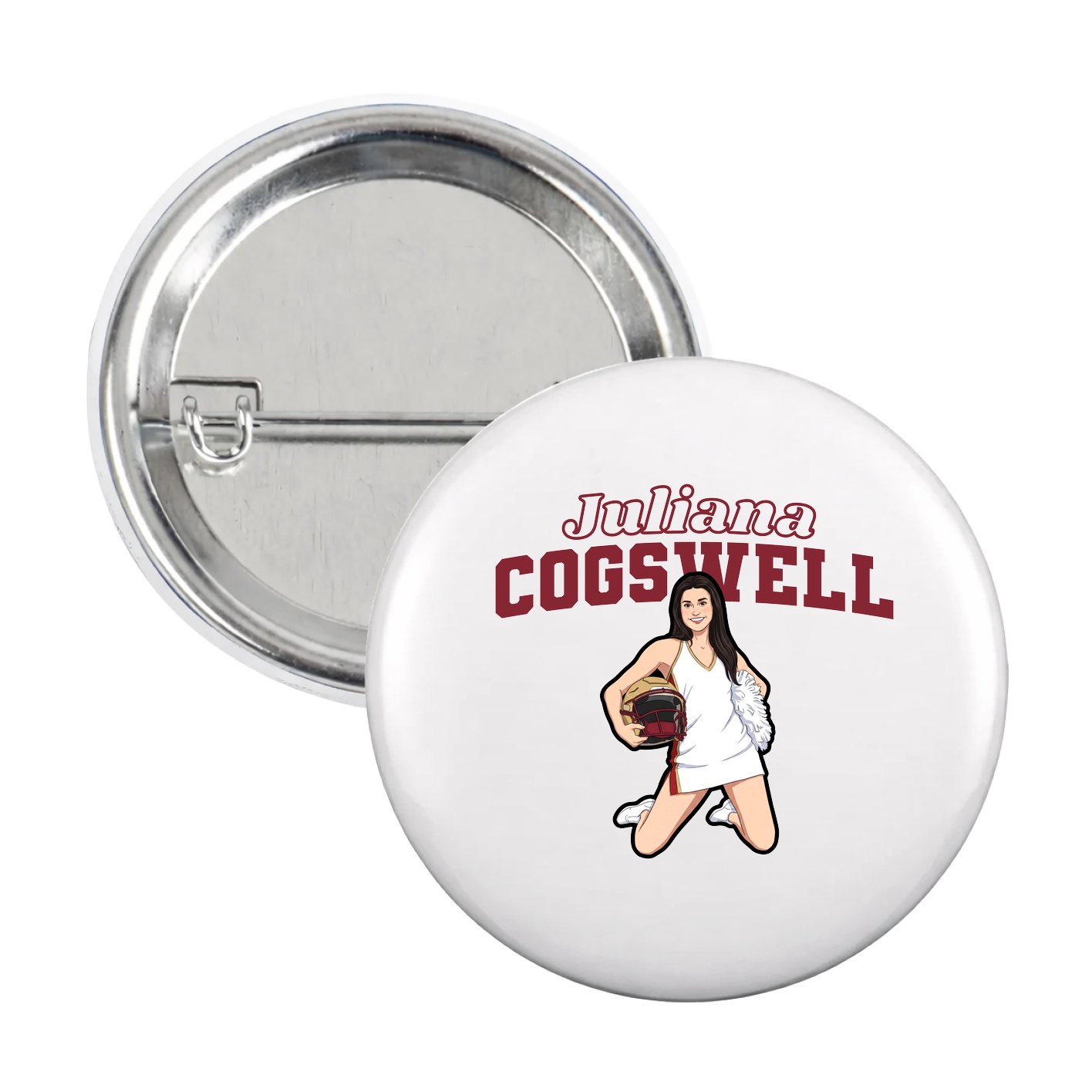 Game Day Button — Name Arch in White