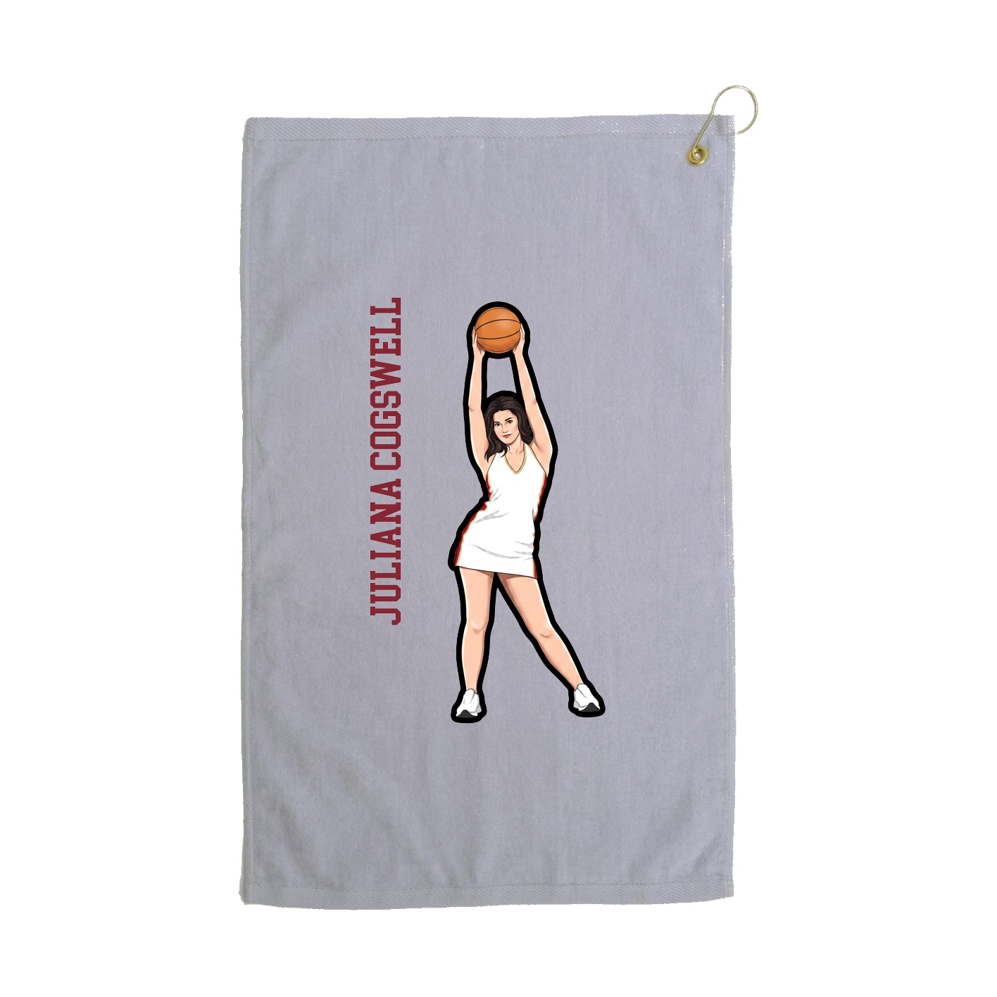 Golf Towel — Name Vertical in Grey