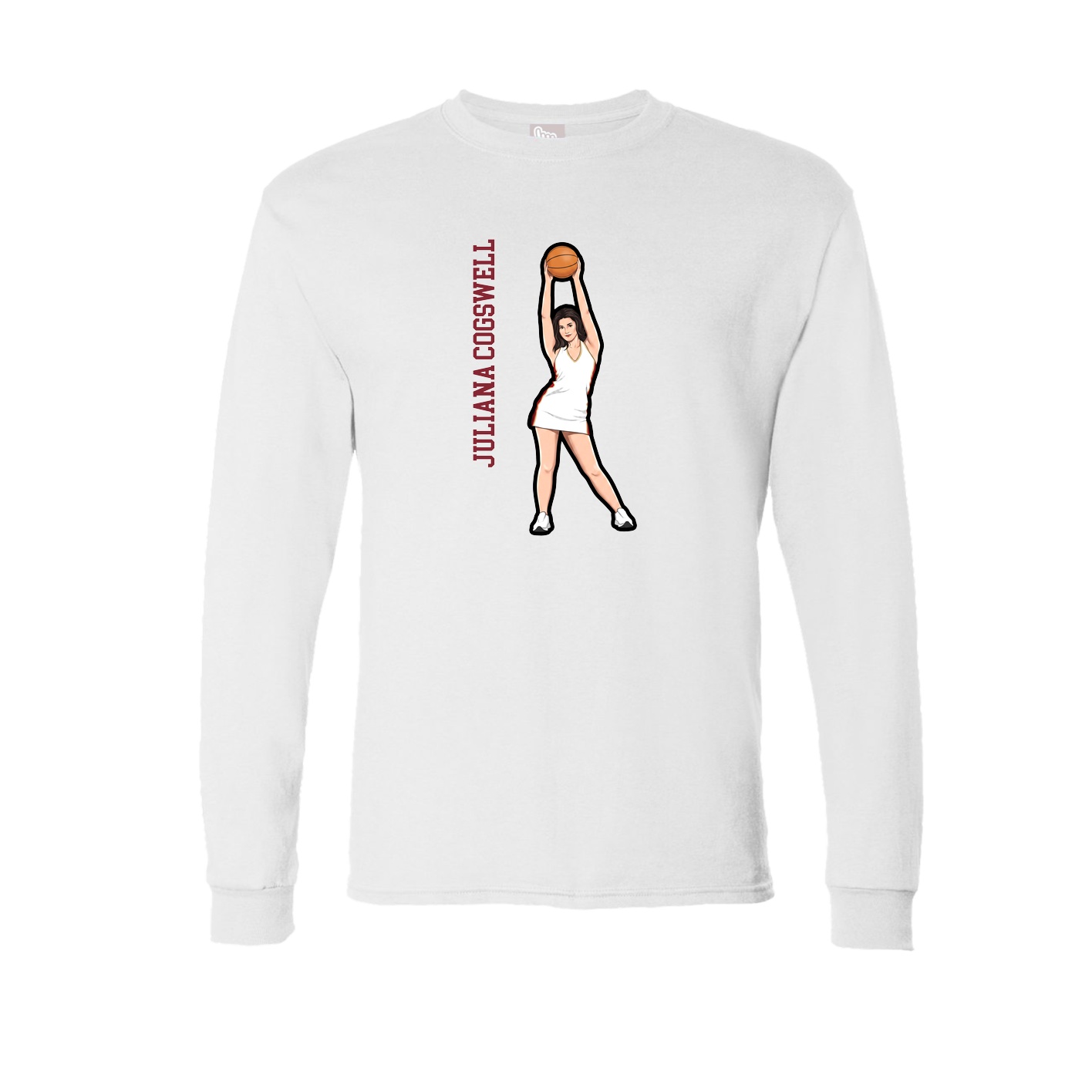 Long Sleeve Tee — Name Vertical in White