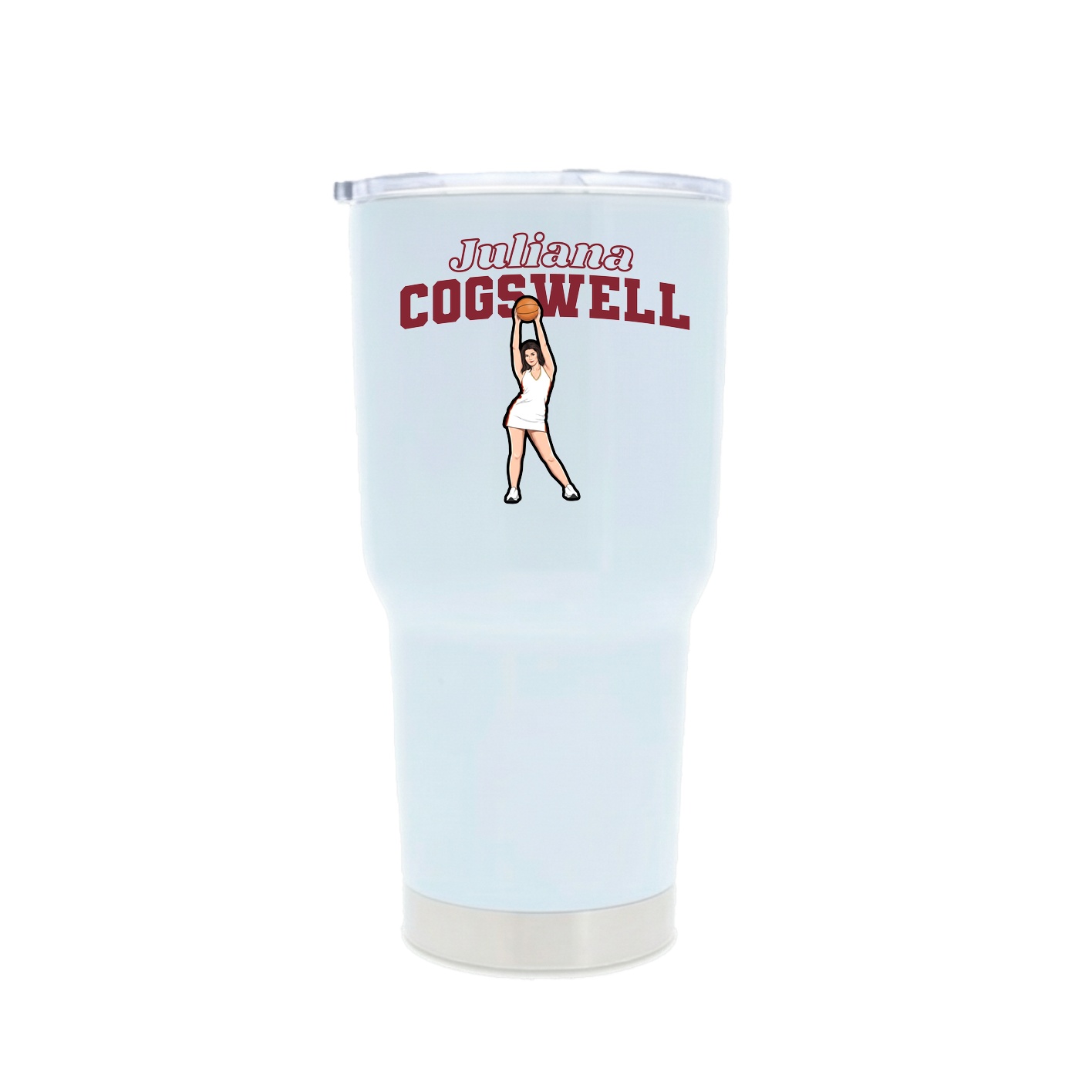 30oz Stainless Steel Tumbler — Name Arch in White