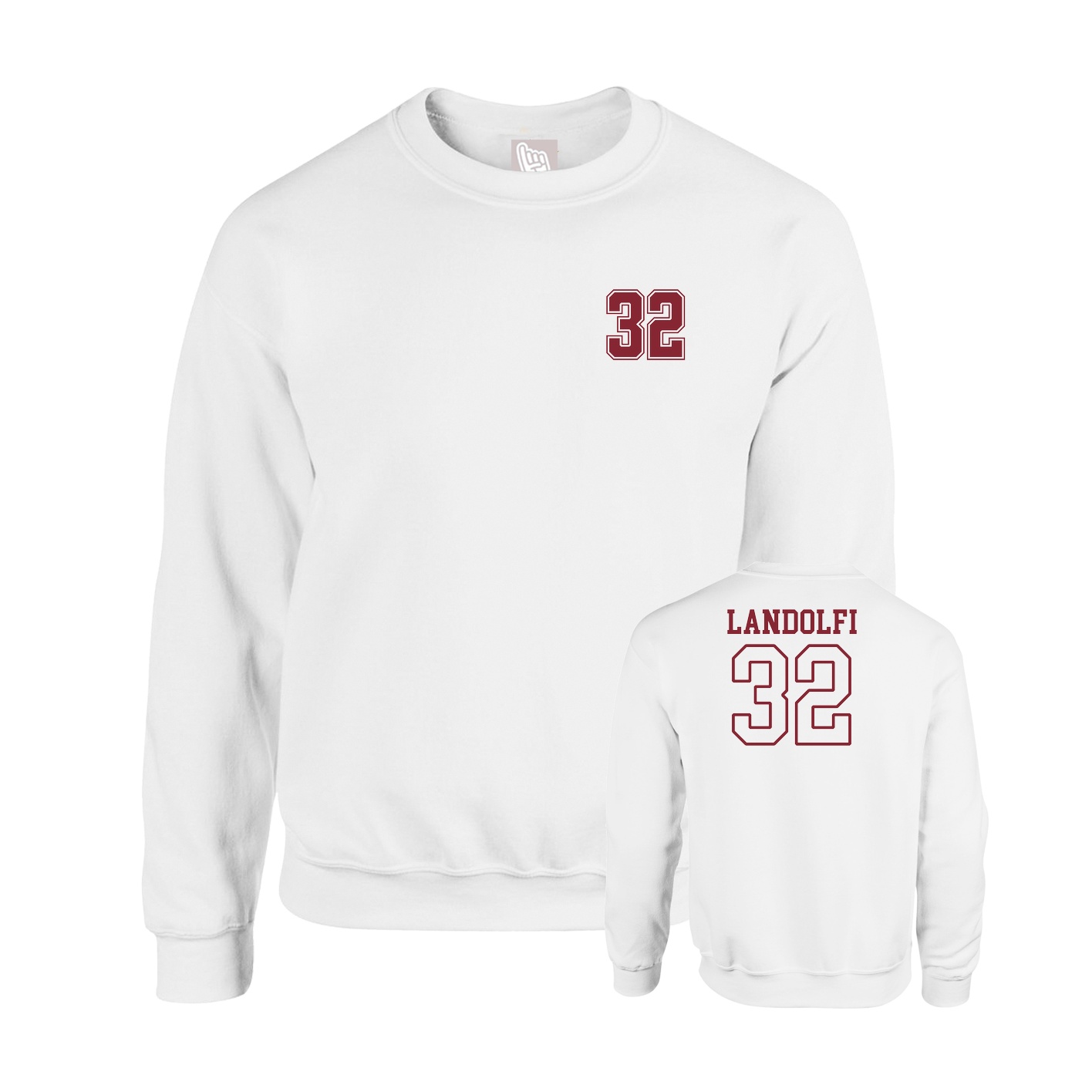 Fleece Crew — Chest Back in White