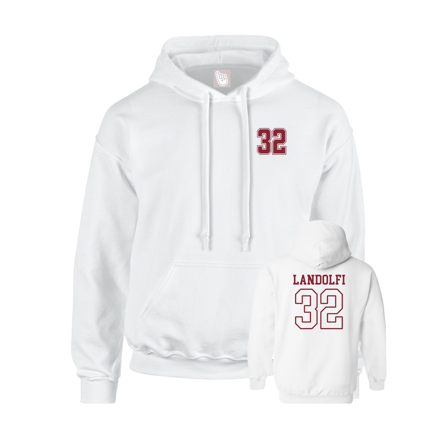 Youth Hoodie — Chest Back in White