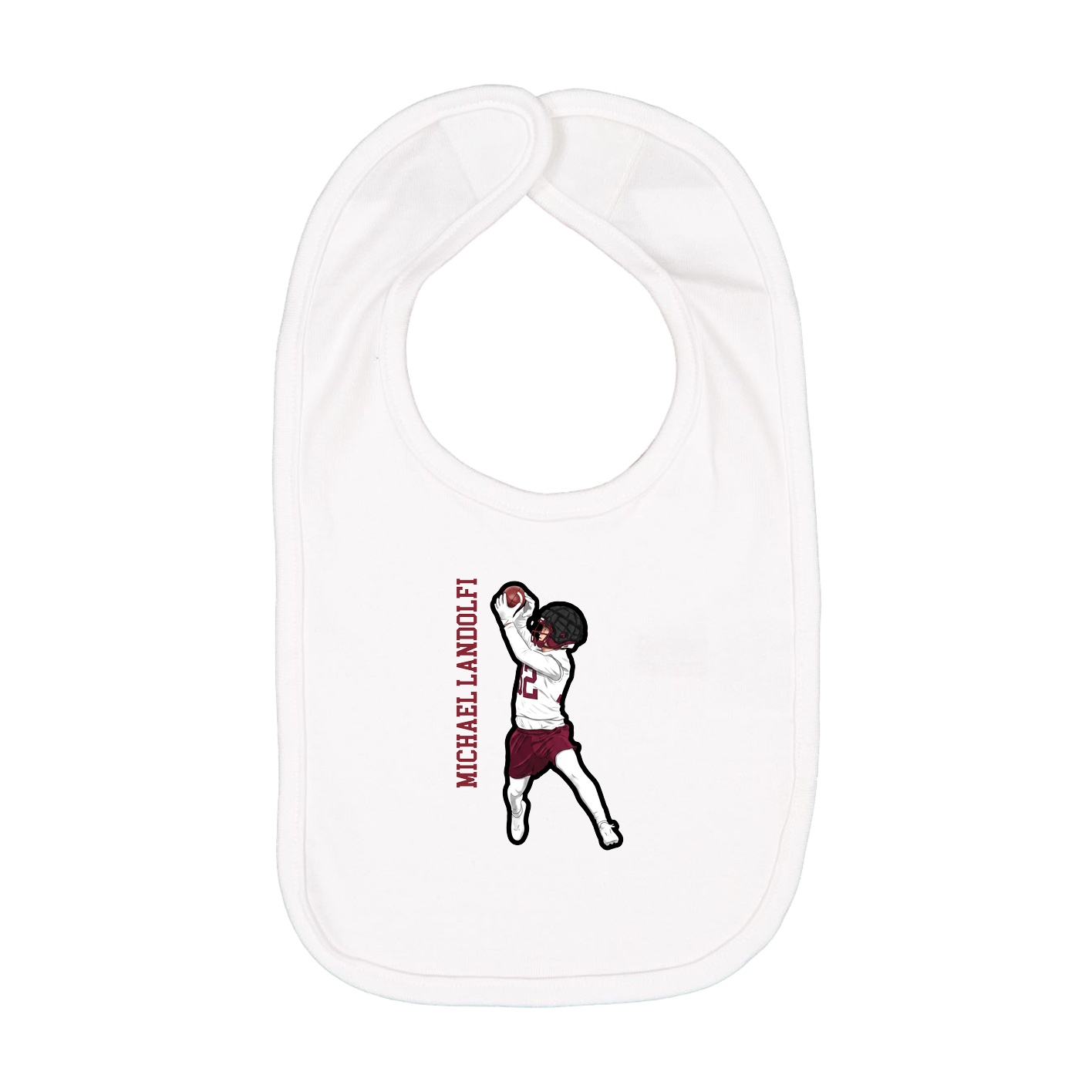 Infant Bib — Name Vertical in White