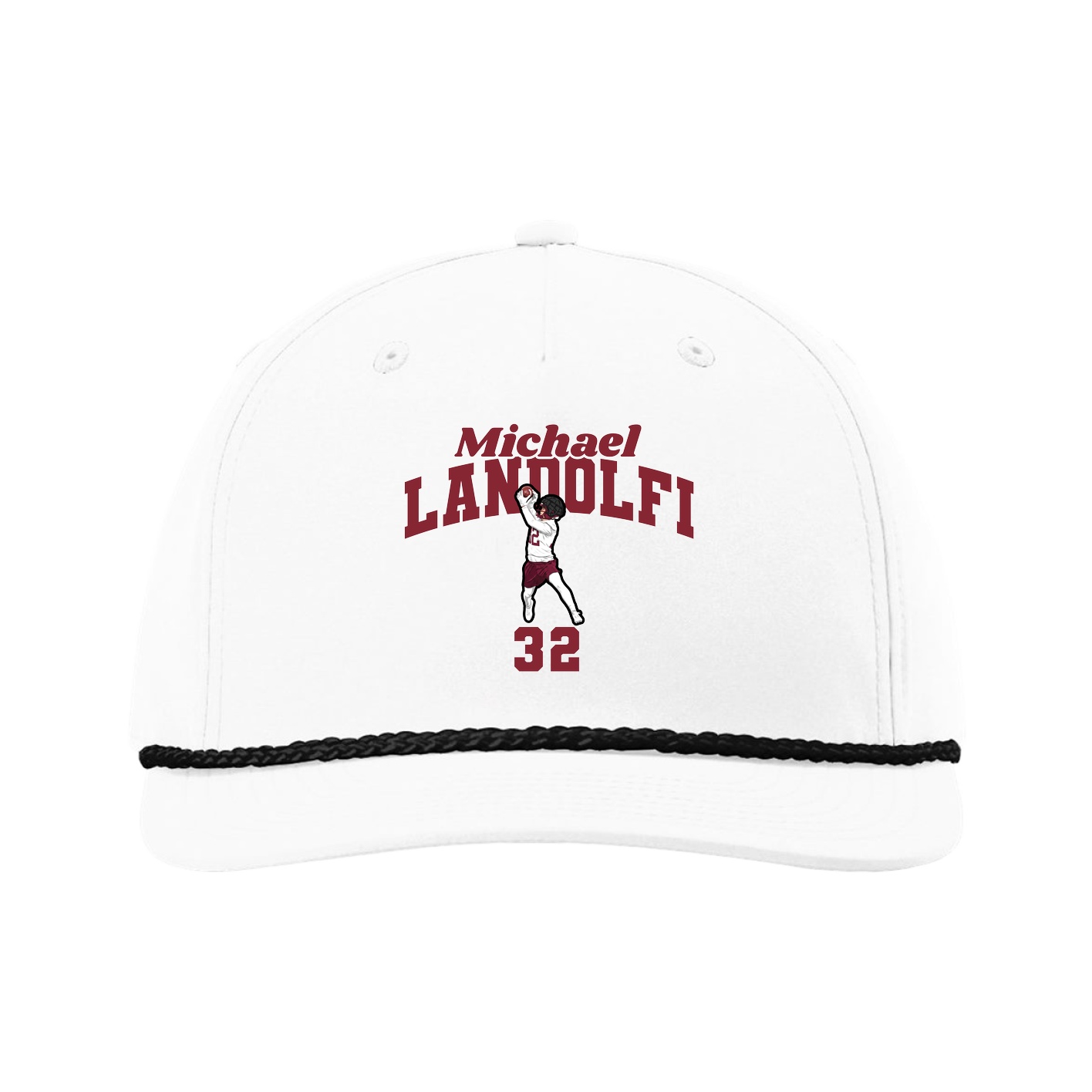 Five-Panel Classic Rope Cap — Signature Arch in White