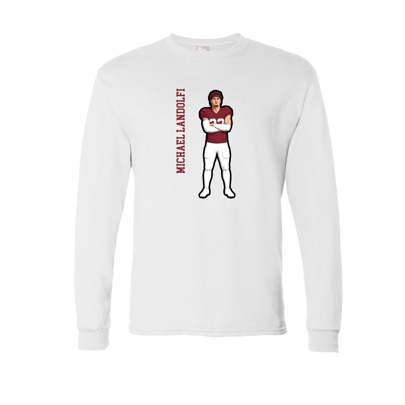 Long Sleeve Tee — Name Vertical in White