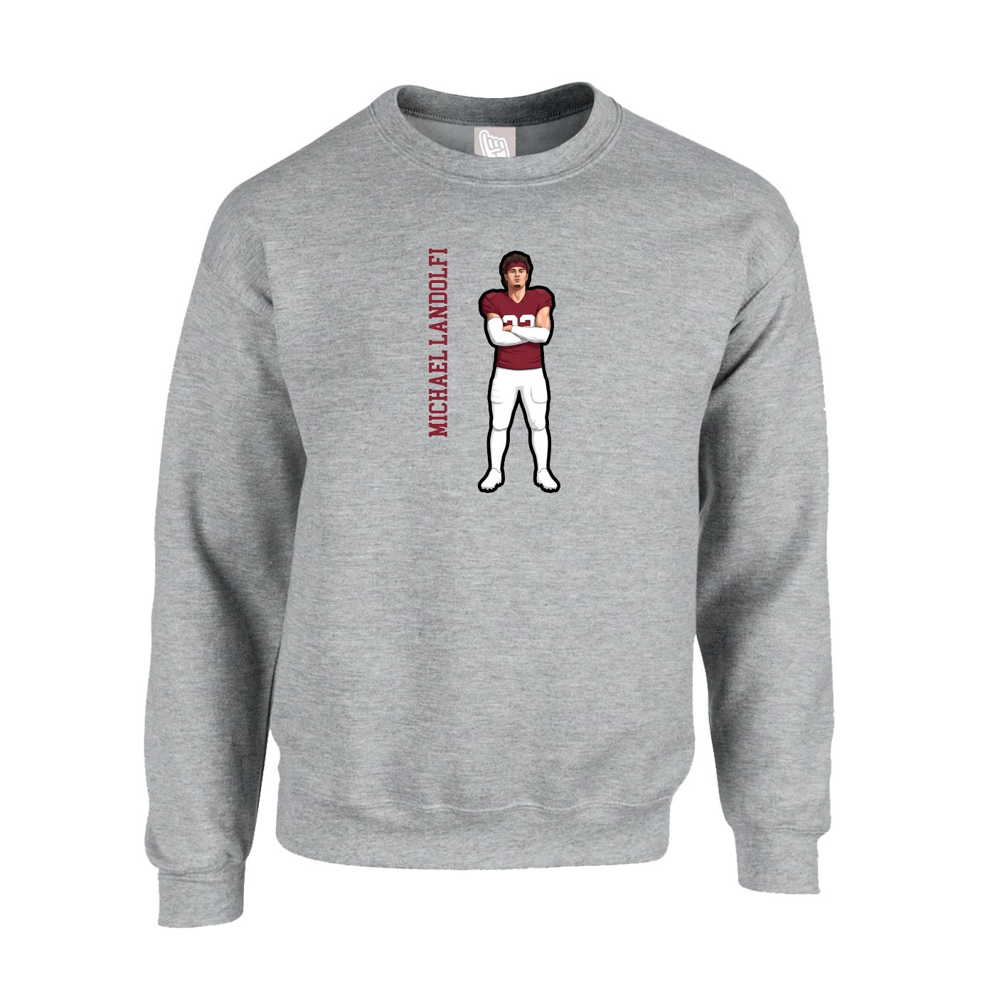 Fleece Crew — Name Vertical in Grey
