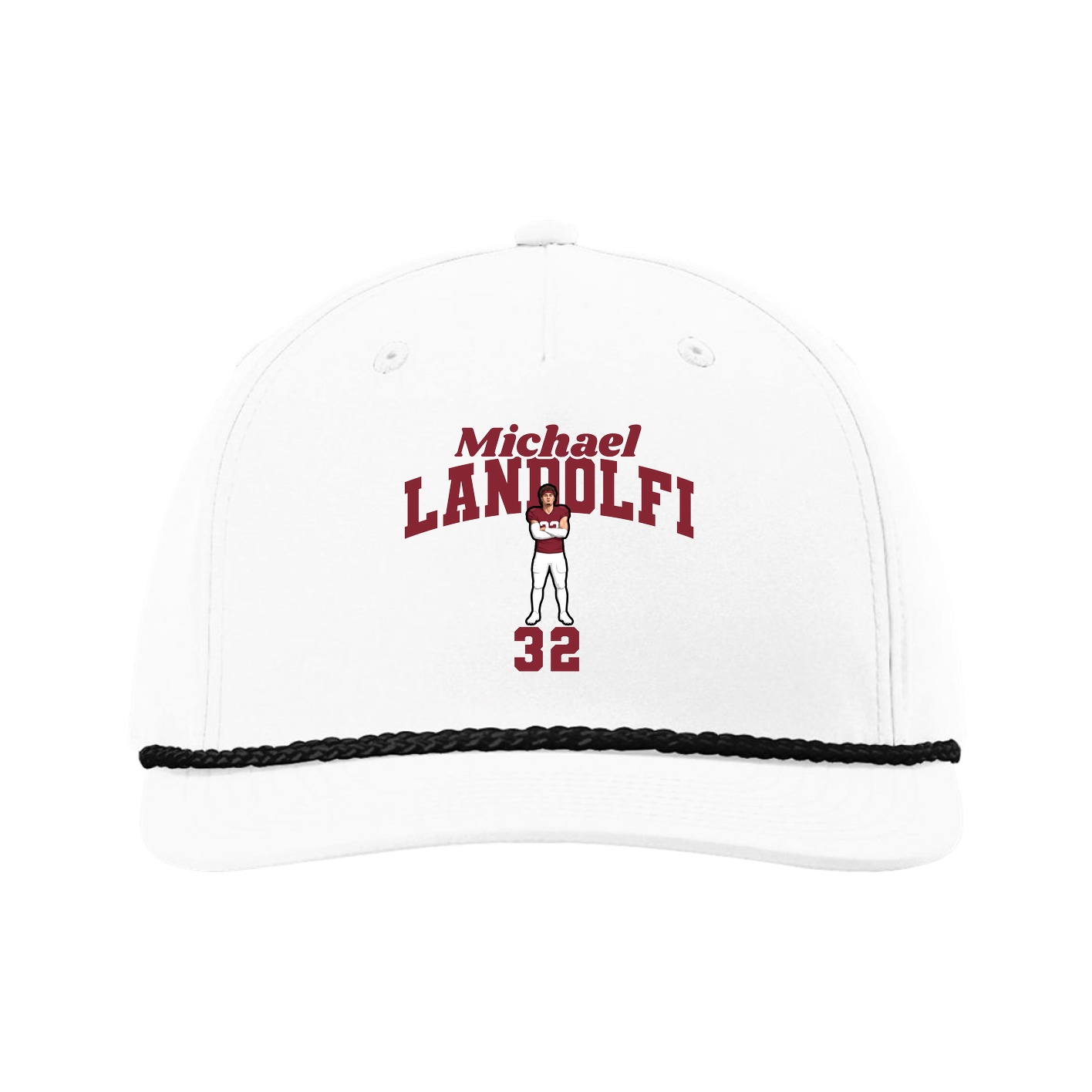 Five-Panel Classic Rope Cap — Signature Arch in White