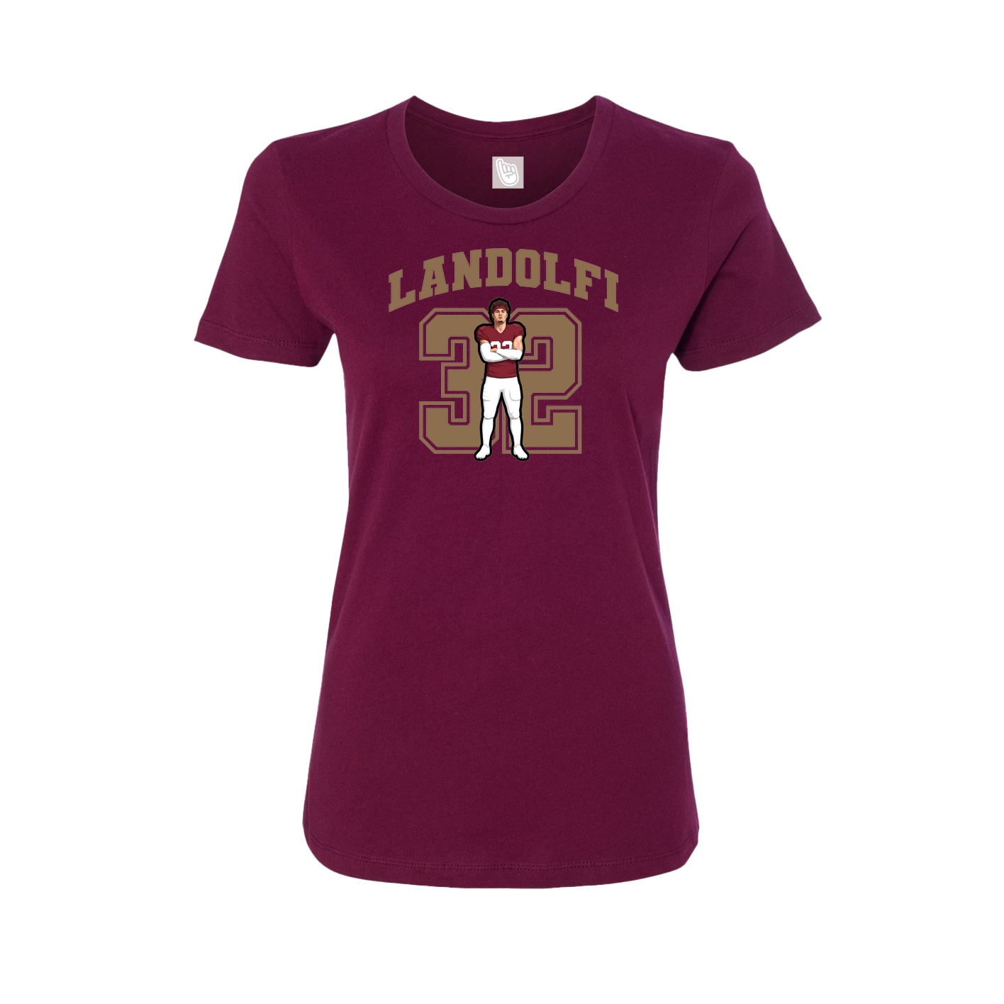 Fitted Women's Tee — Number in Maroon
