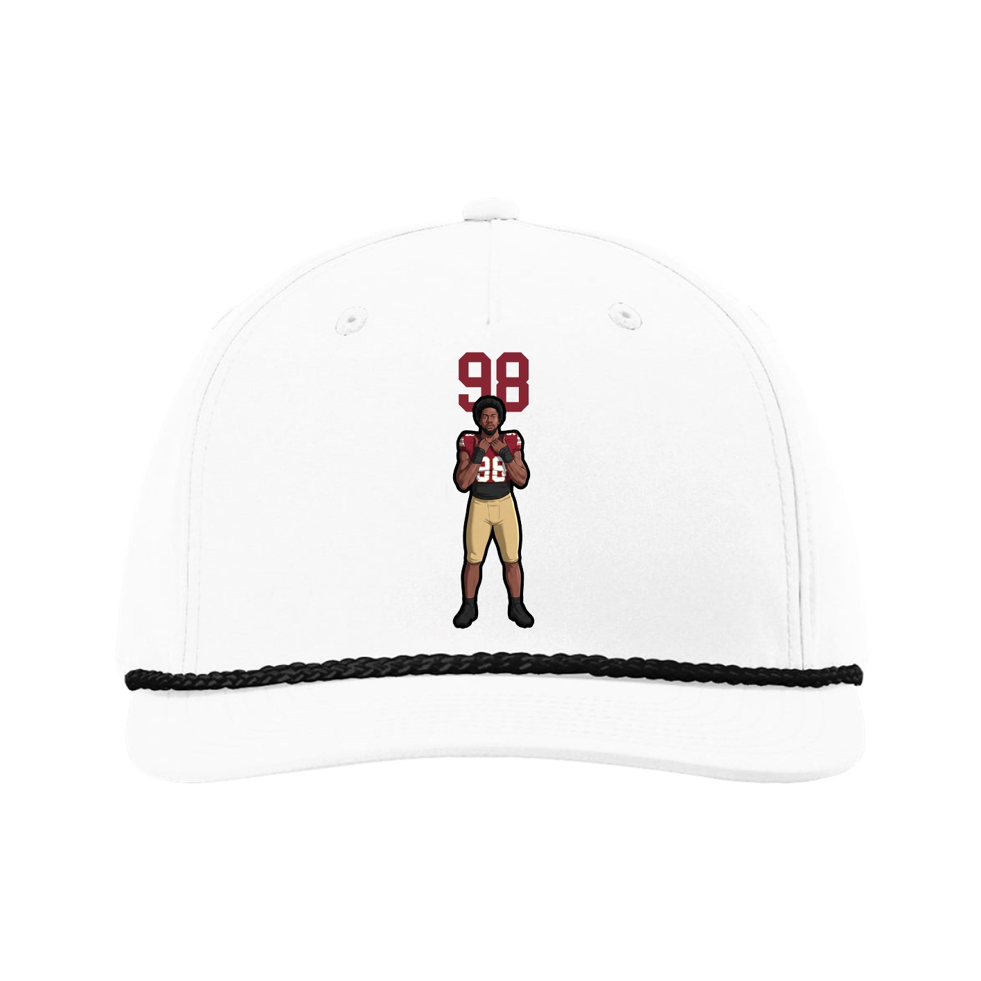 Five-Panel Classic Rope Cap — Number Top in White