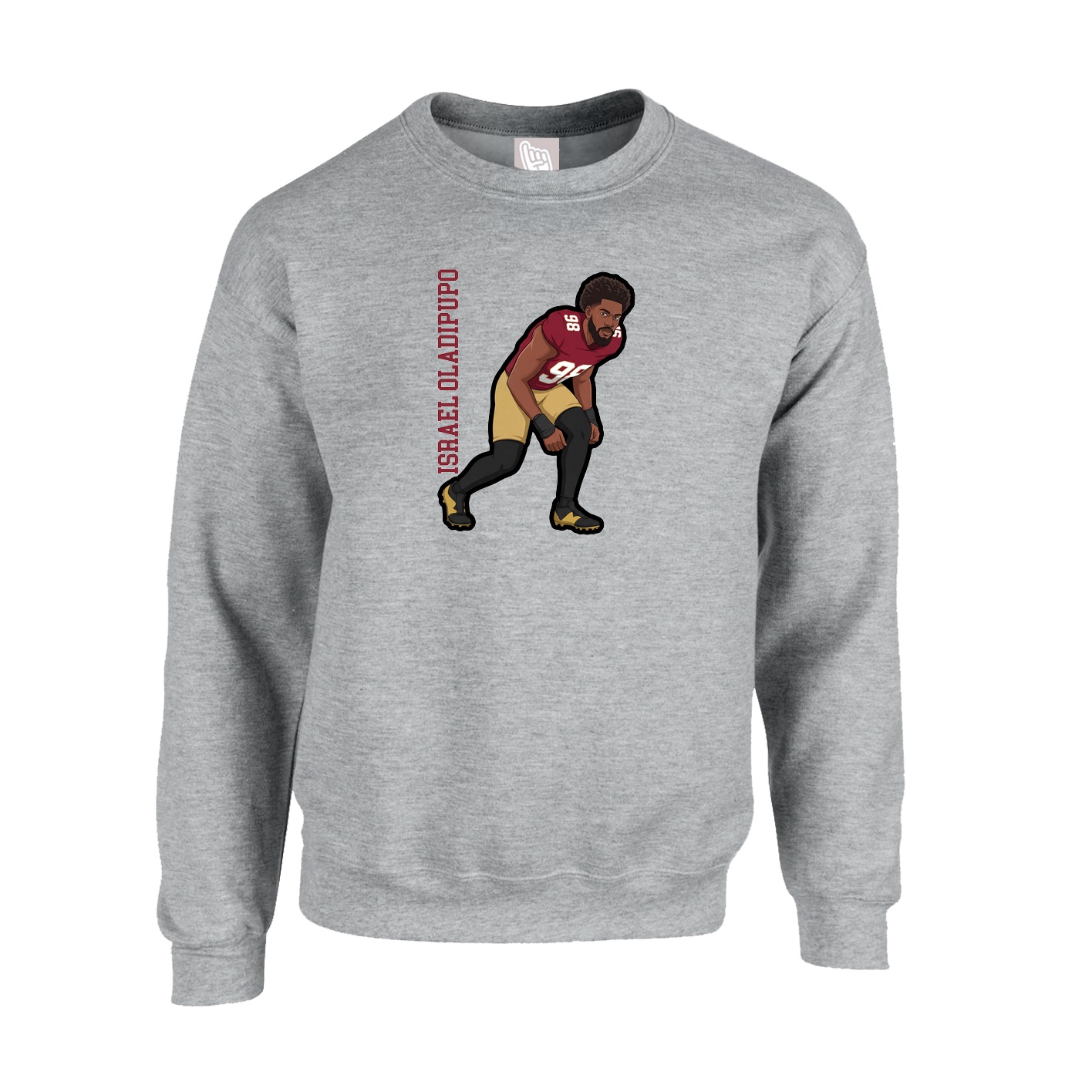 Fleece Crew — Name Vertical in Grey