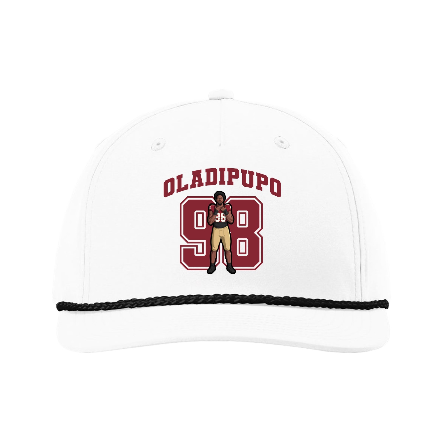 Five-Panel Classic Rope Cap — Number in White