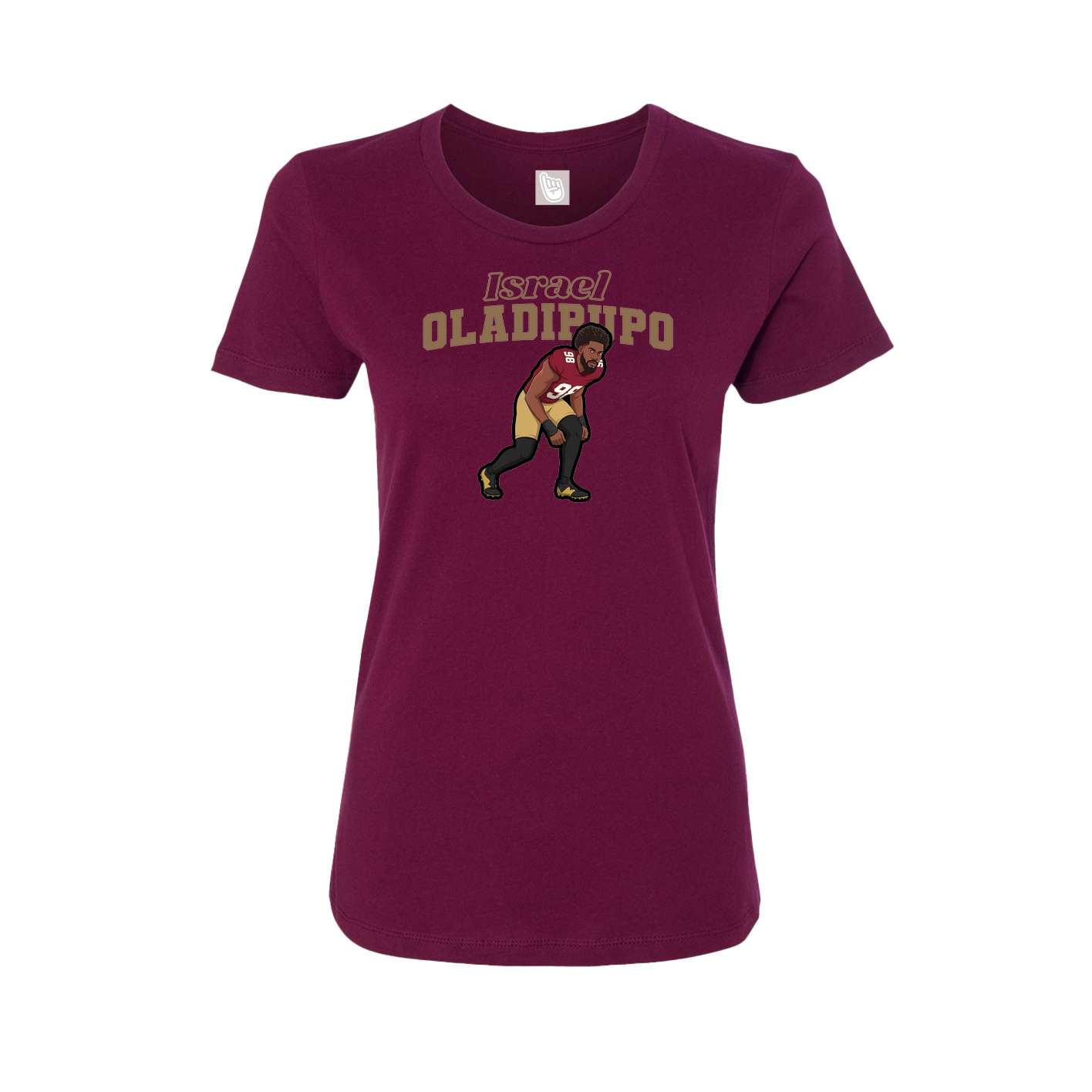Fitted Women's Tee — Name Arch in Maroon